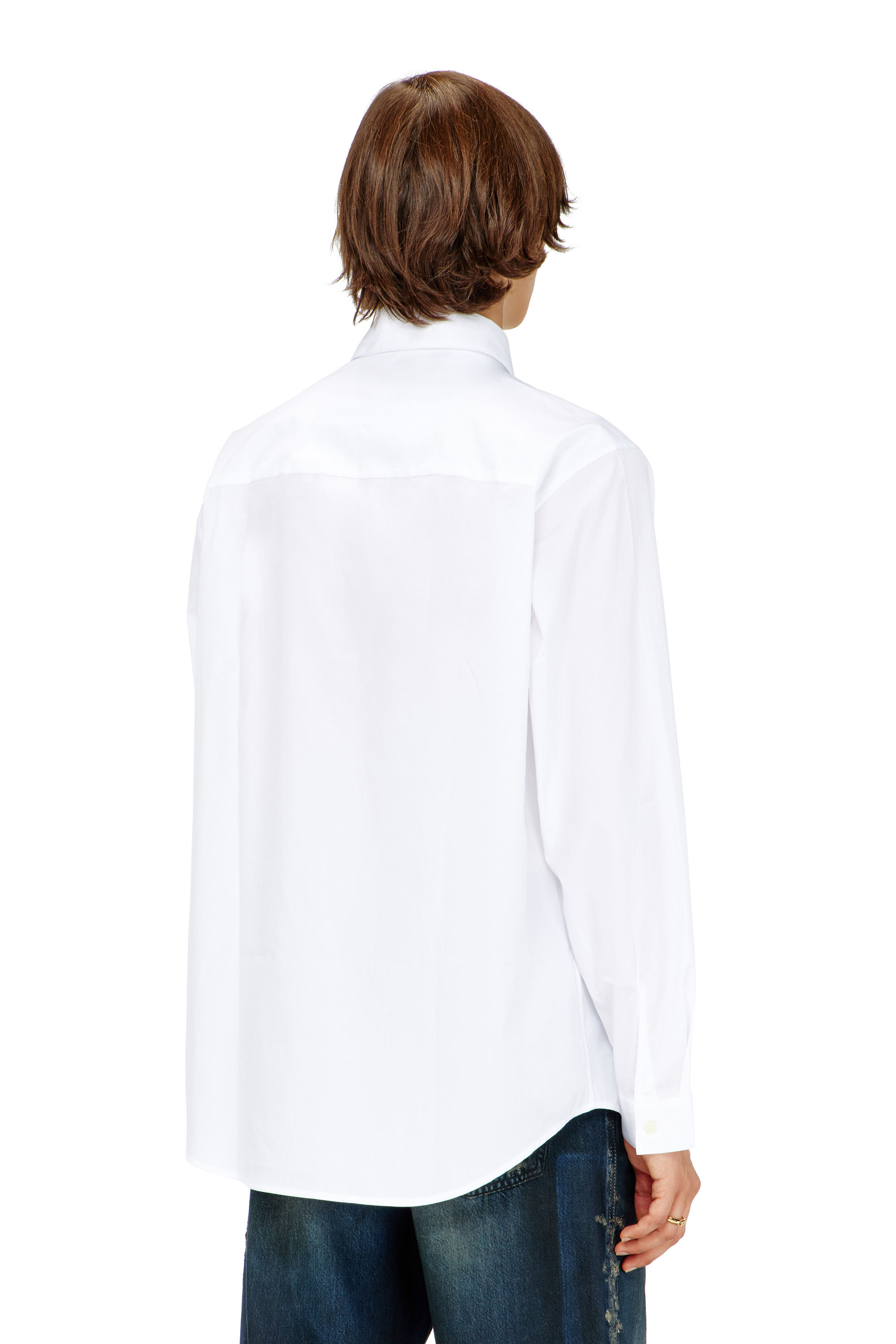 Diesel - S-SIMPLY-GSBH, Camicia in popeline elasticizzato con ricamo Uomo in Bianco - 4