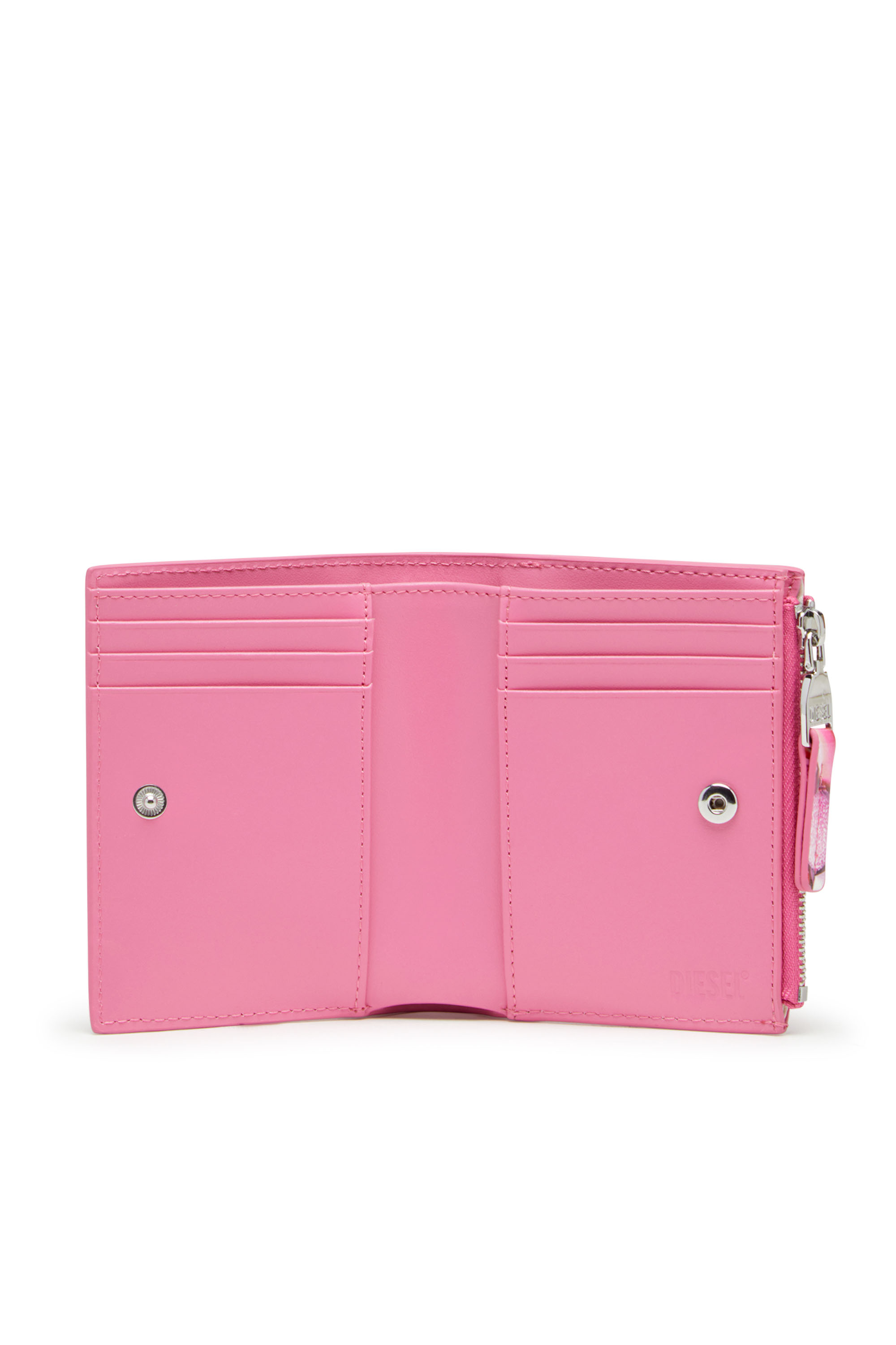 Diesel - PLAY BI-FOLD ZIP II, Piccolo portafoglio in PU lucido stampato Donna in Rosa - 3