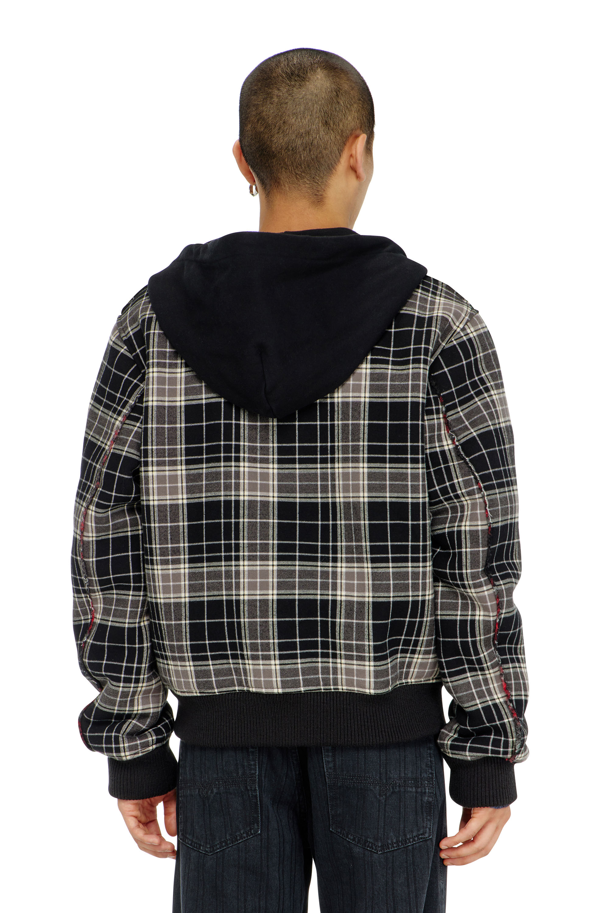 Diesel - W-KUNST, Bomber in flanella a quadri con interno in teddy Uomo in Multicolor - 4