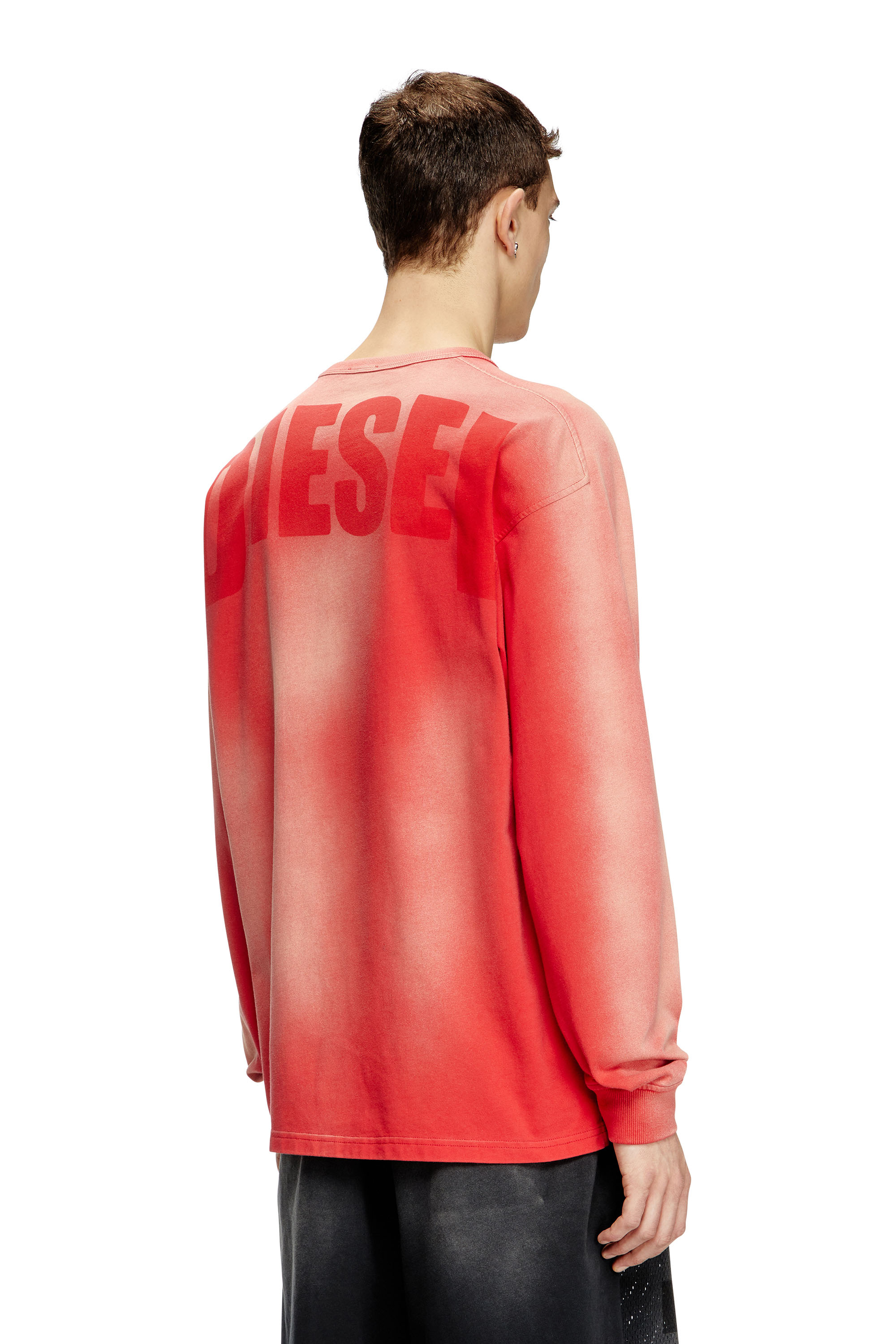 Diesel - T-ROXTER-LS-MESH, T-shirt a maniche lunghe con pannello in rete Uomo in Rosso - 4