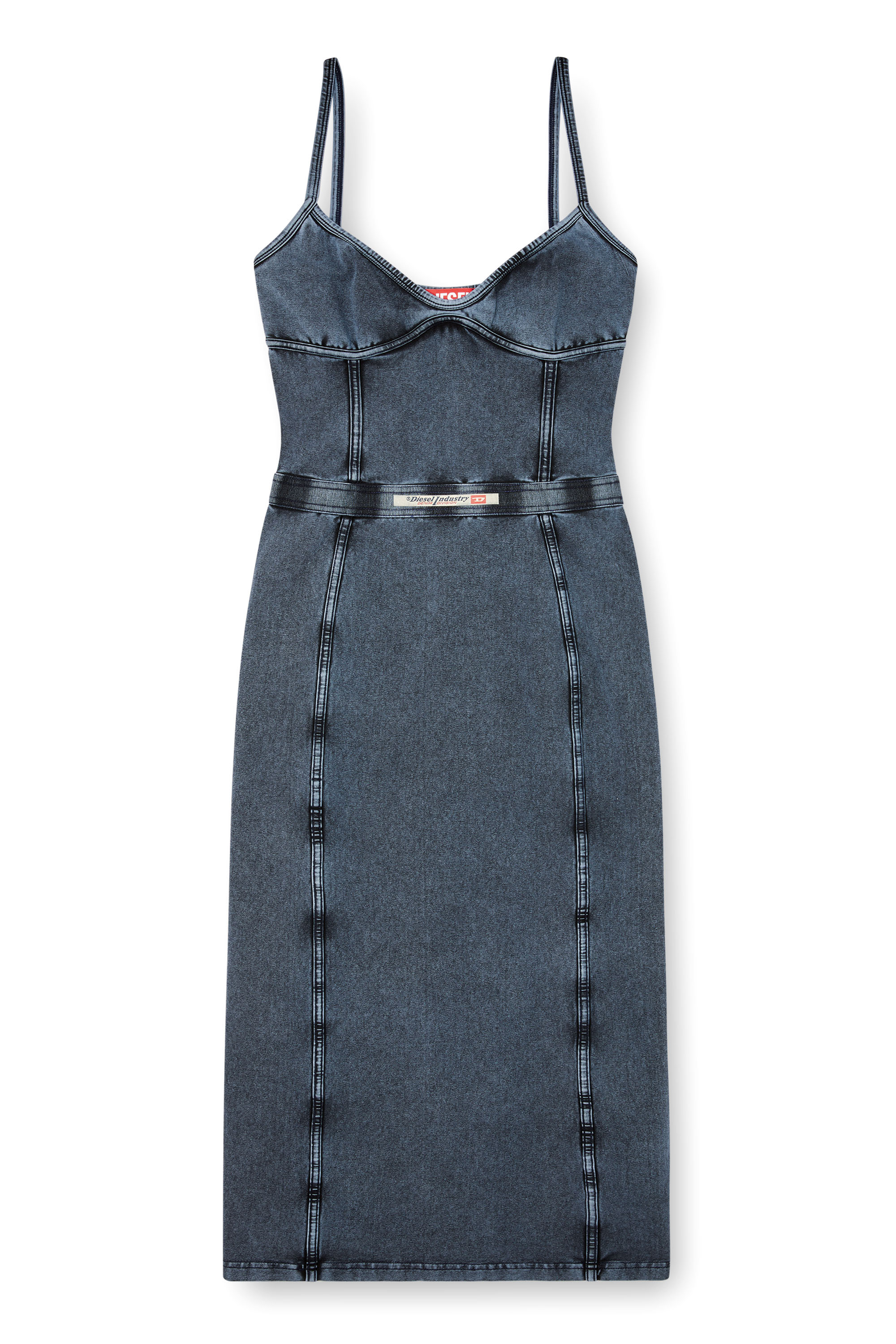Diesel - D-ONY, Abito midi in jersey effetto denim Donna in Blu - 2
