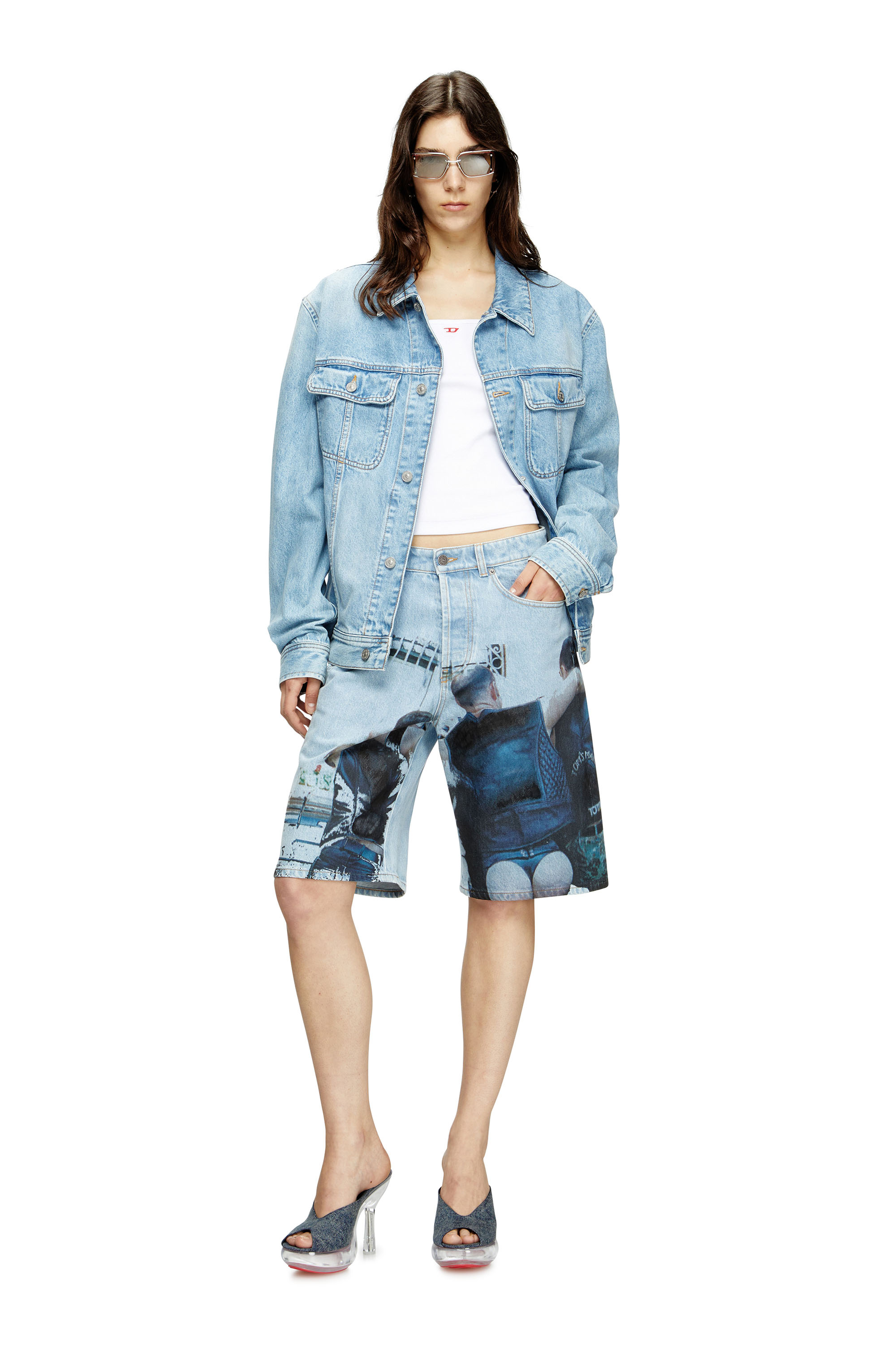 Diesel - PR-D-RIXFORD-S, Short in denim con stampa sfumata Unisex in Blu - 4