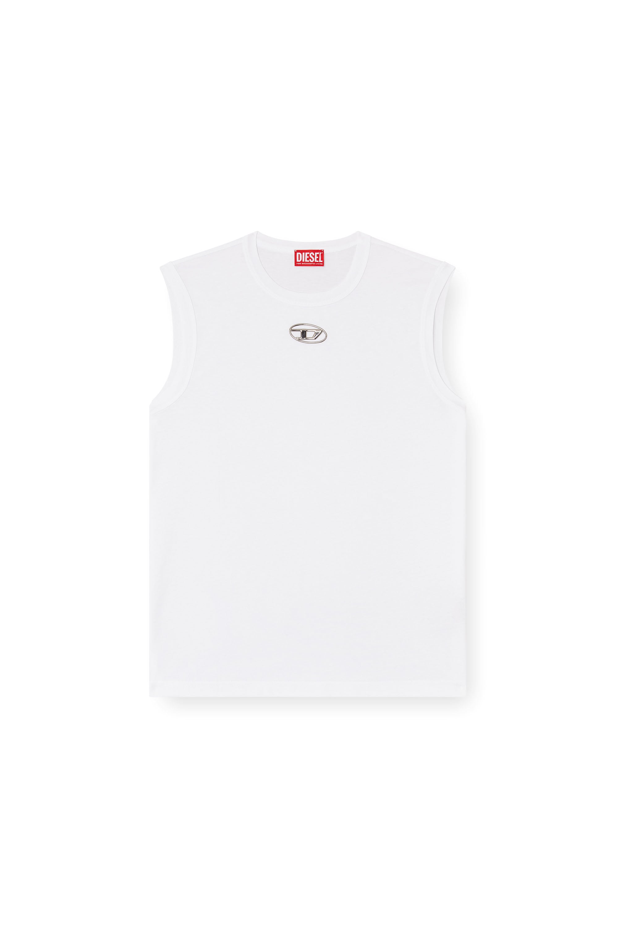 Diesel - T-BISCO-OD, Canotta con Oval D metallizzato Uomo in Bianco - 3