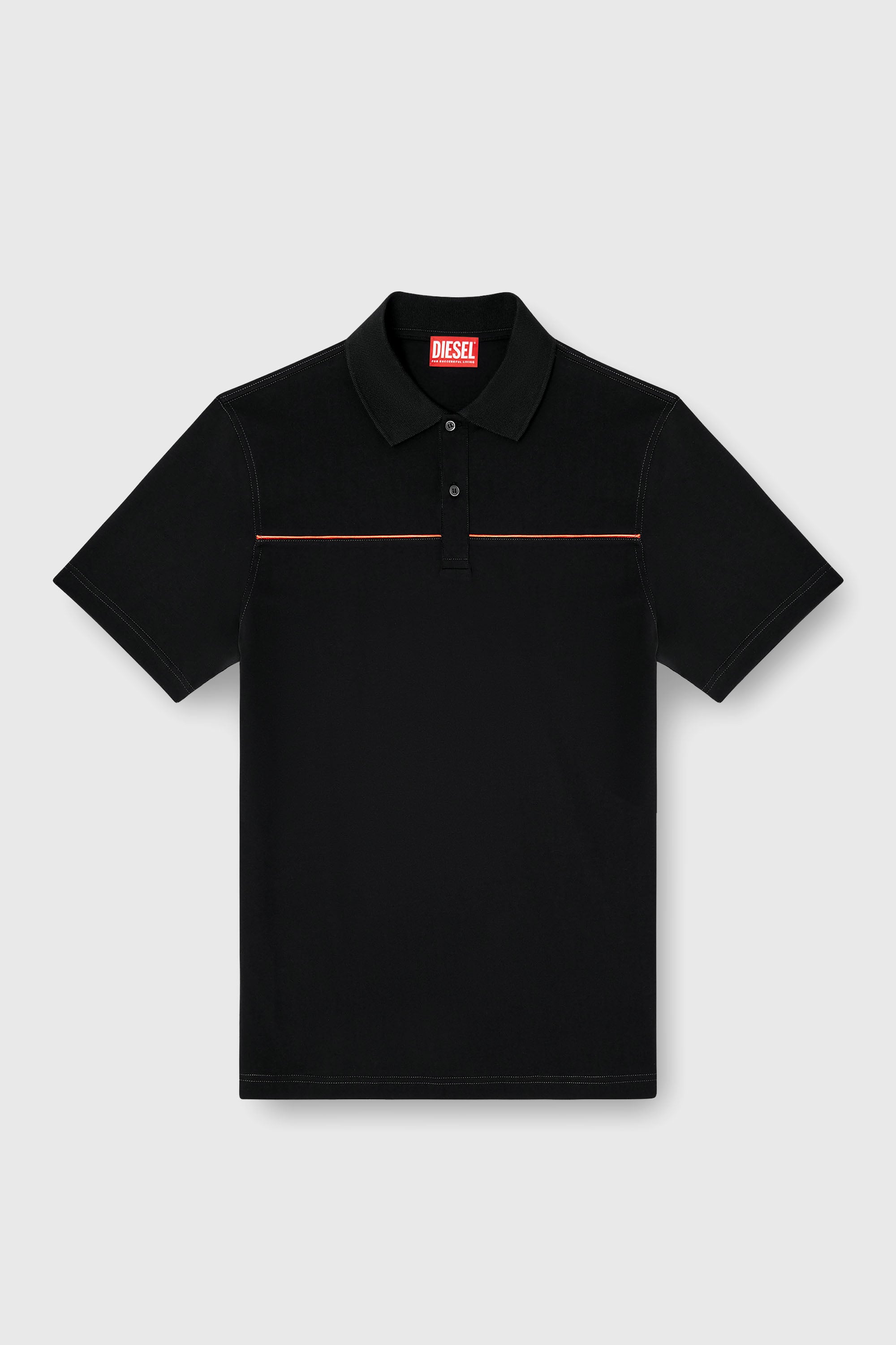 Diesel - T-REJUST-PIPING, Polo con profili a contrasto Uomo in Nero - 2