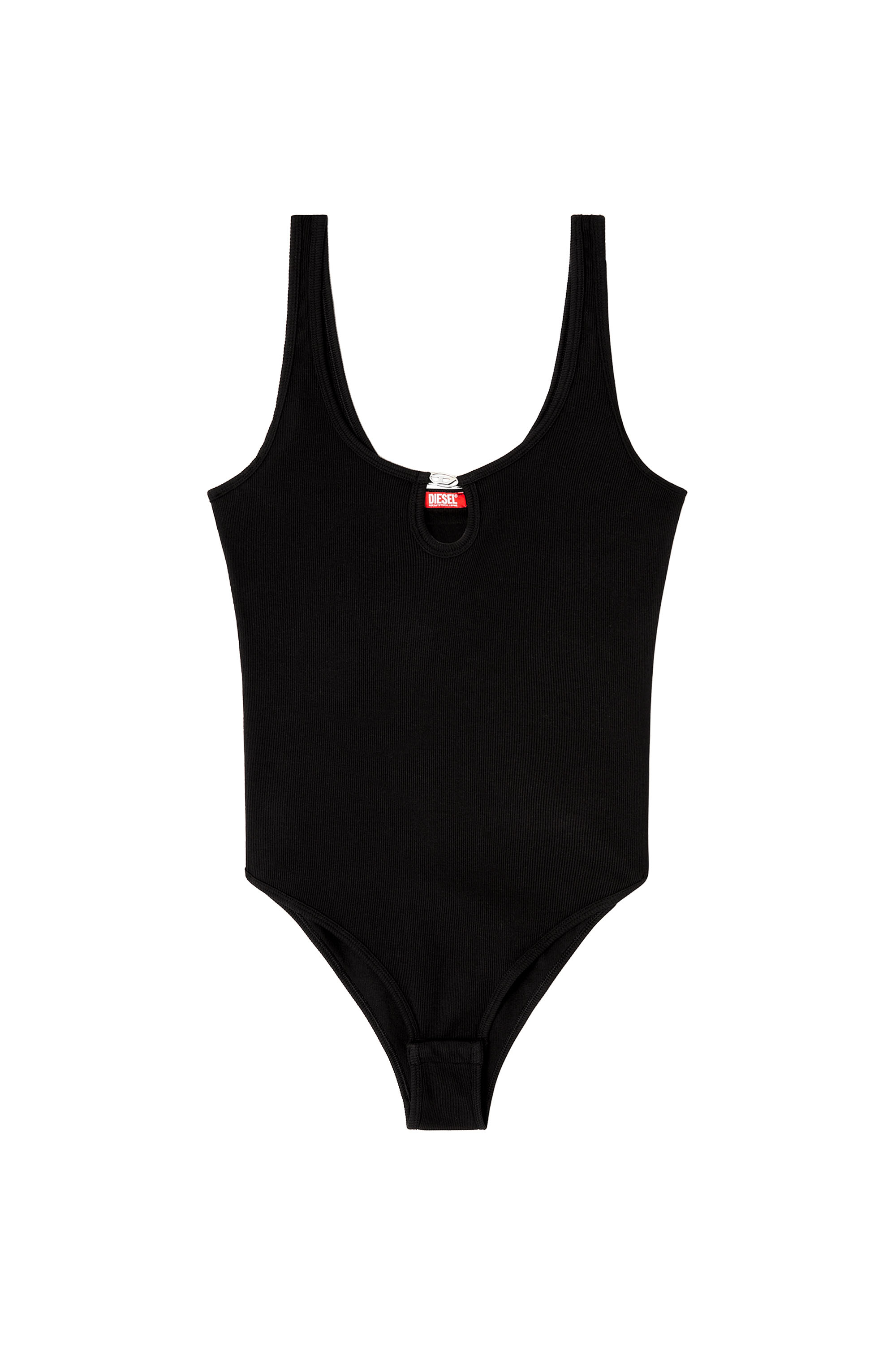 Diesel - MAURA-DNM, Body in cotone stretch effetto marmorizzato Donna in Nero - 2