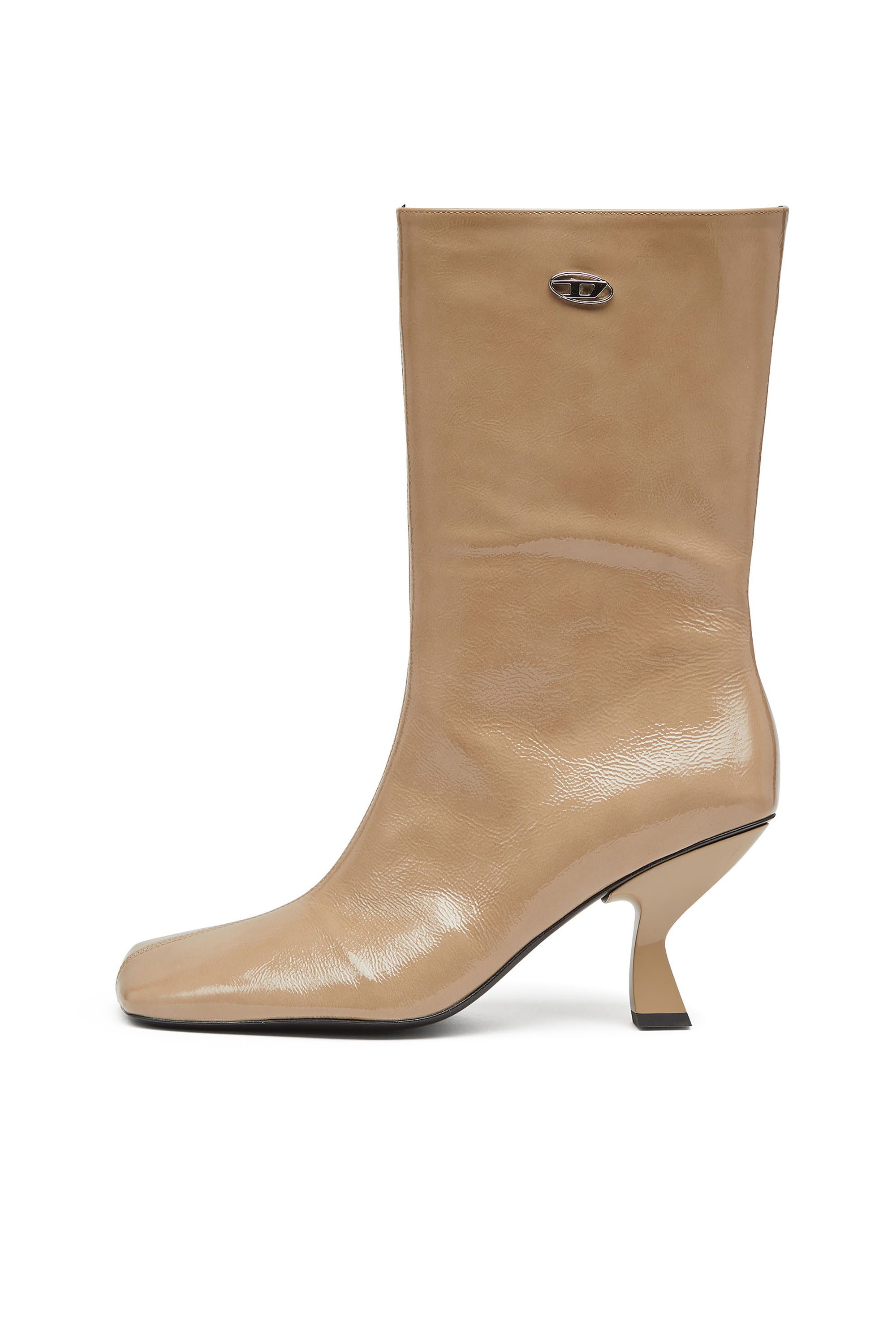 Diesel - D-AMBER TUBE 75, D-Amber-Stivaletti a punta squadrata effetto naplak Donna in Beige - 2