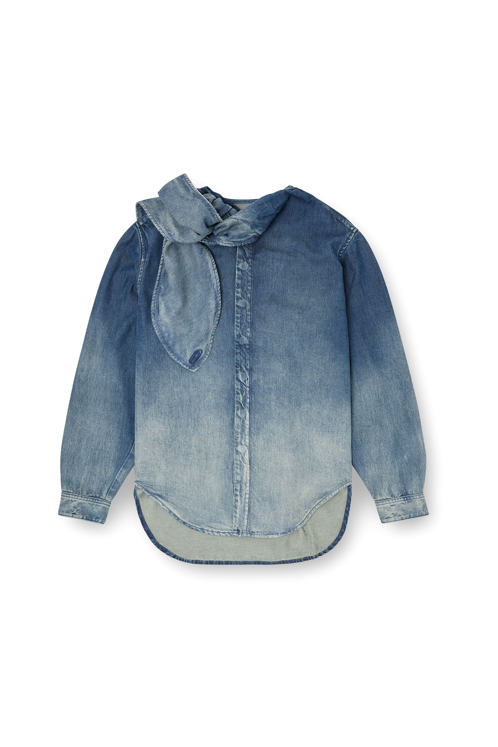 Diesel - DE-NANCY-S, Blusa in denim fluido sfumato Donna in Blu - 3