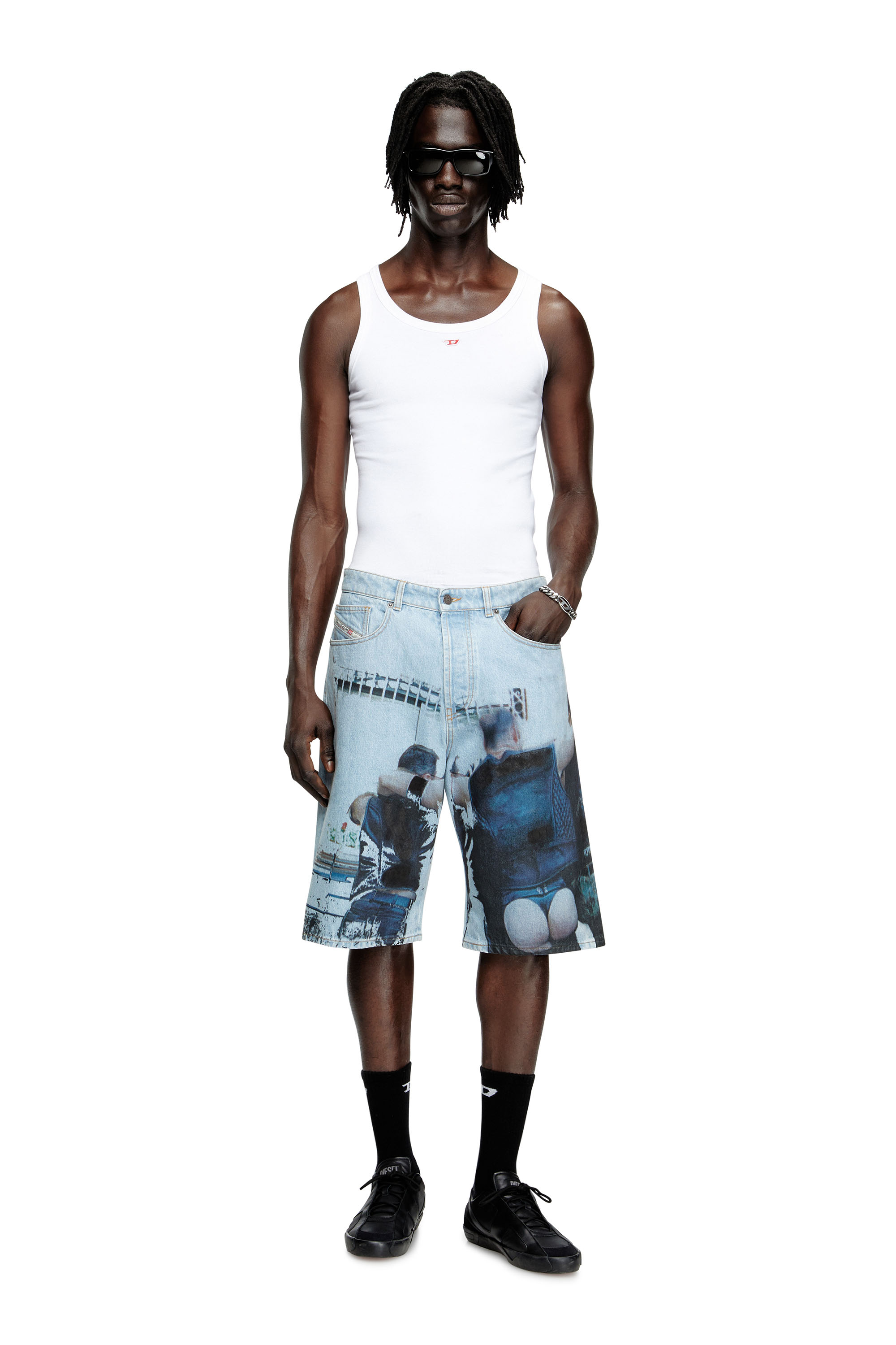 Diesel - PR-D-RIXFORD-S, Short in denim con stampa sfumata Unisex in Blu - 3