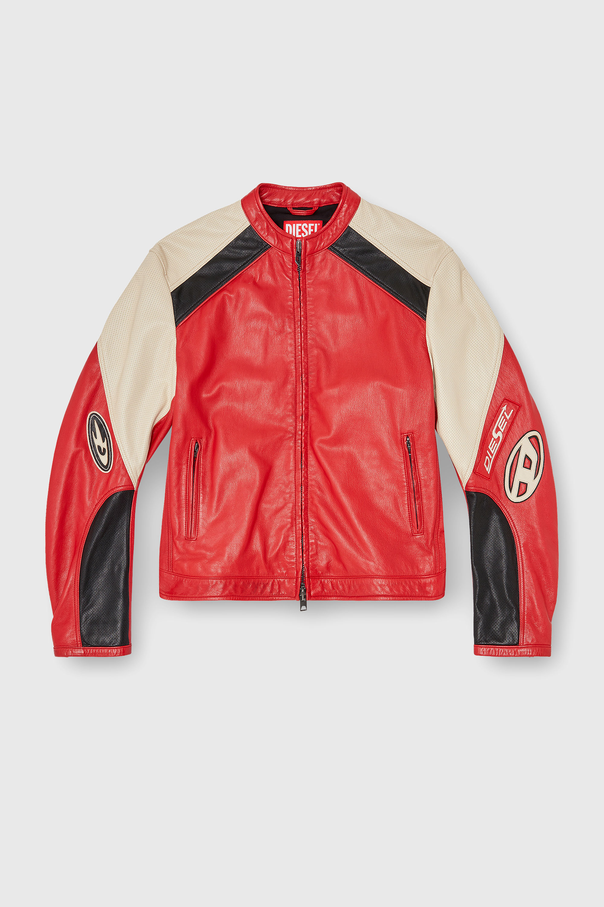 Diesel - L-AHTI, Giacca biker in pelle colour-block Uomo in Multicolor - 2
