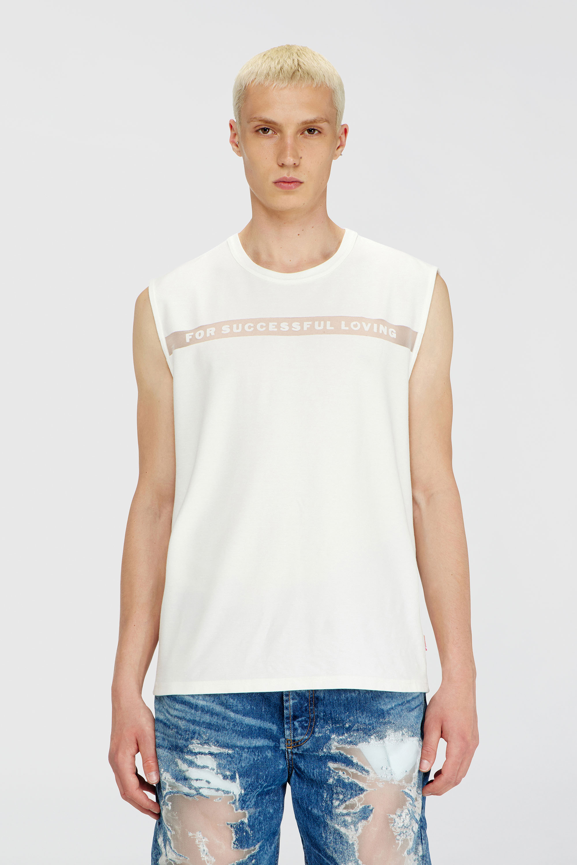Diesel - PR-T-NORM-BISC-MATI-R, Canotta con logo For Successful Loving Unisex in Bianco - 1