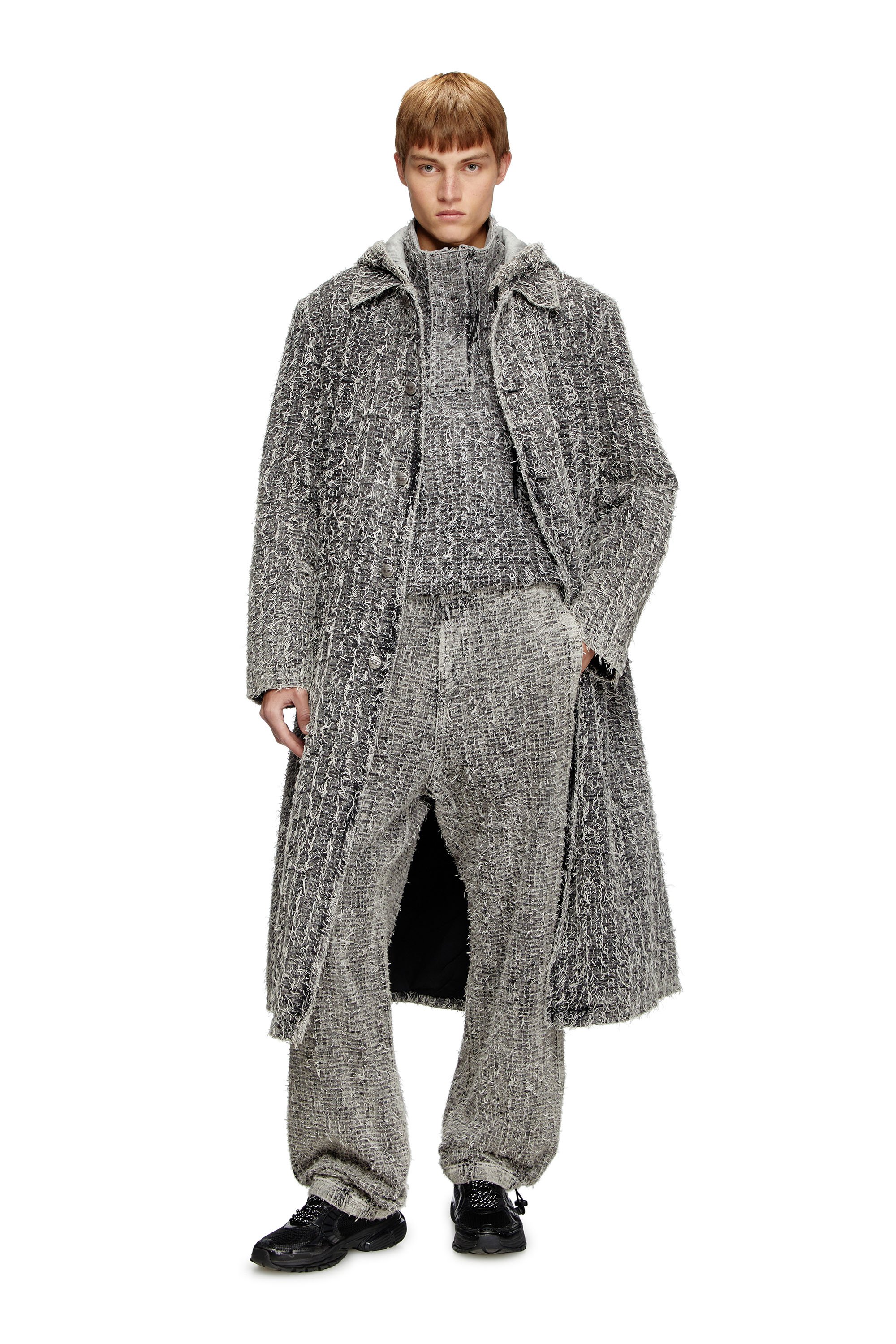 Diesel - D-JACK-S, Cappotto con cappuccio in denim bouclé Unisex in Nero - 1