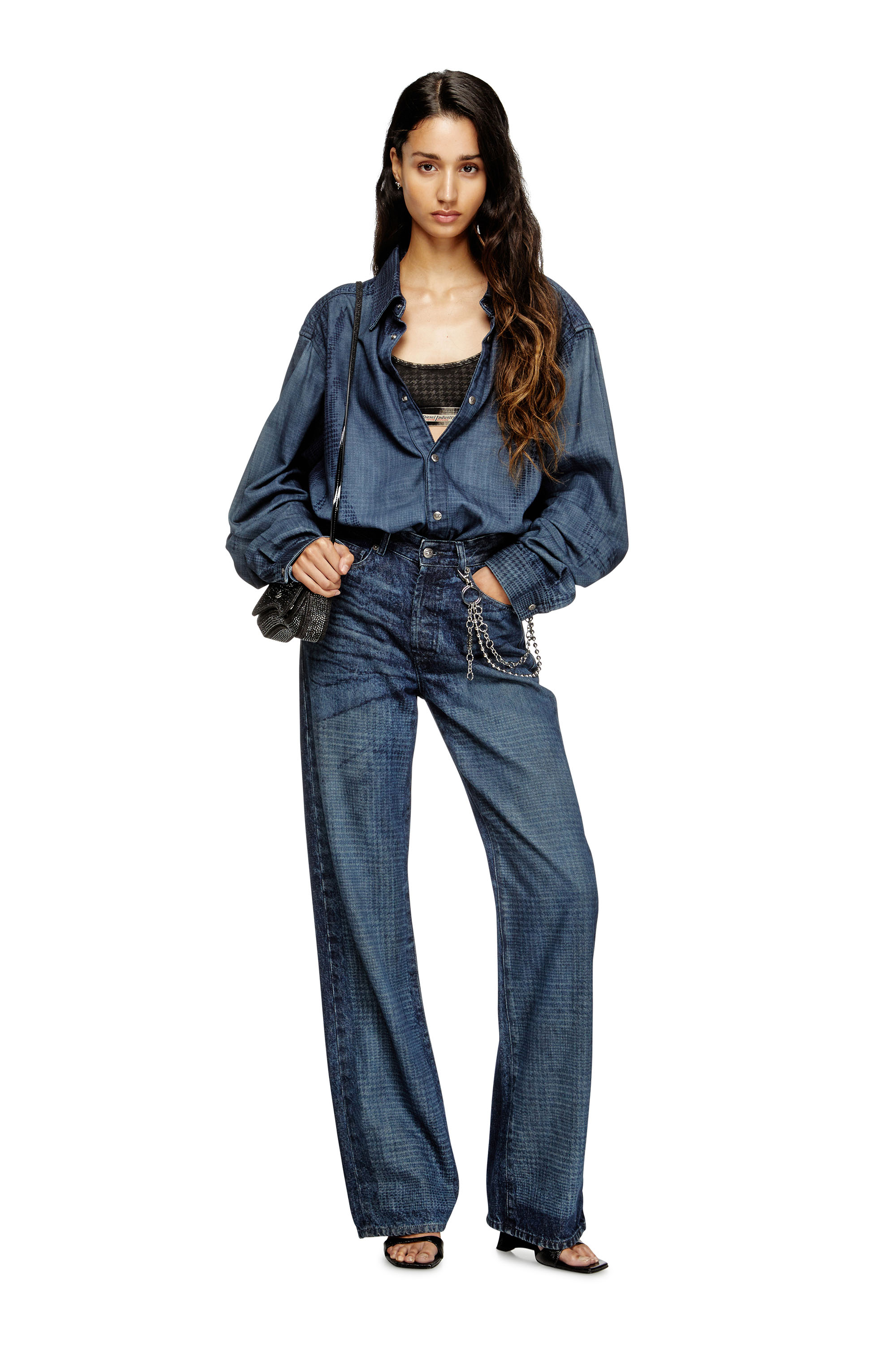 Diesel - ARIEL-DNM, Reggiseno in cotone con stampa integrale Donna in Grigio - 4