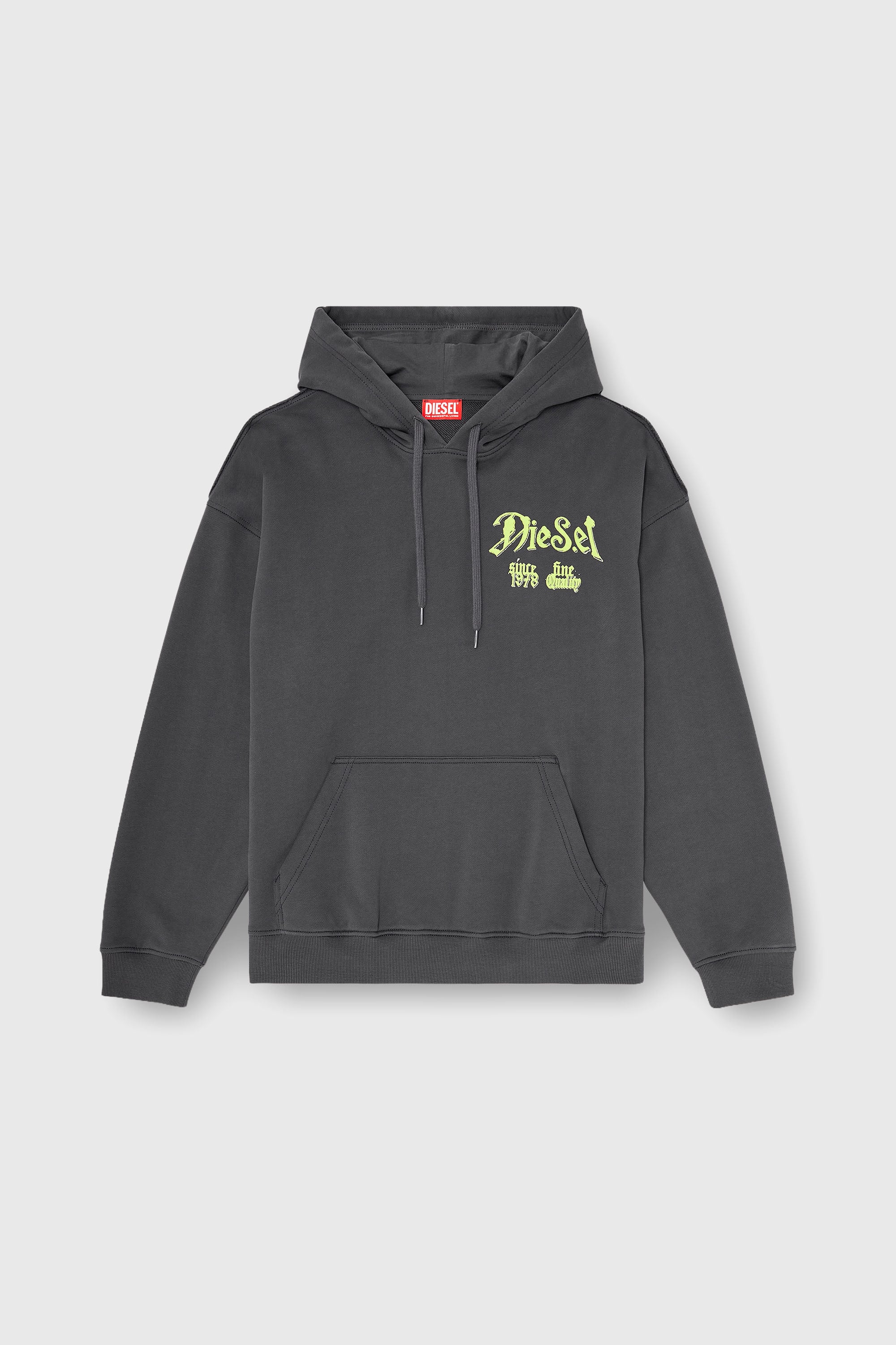Diesel - S-BOXT-HOOD-AA2, Felpa in cotone con grafiche floccate Uomo in Grigio - 2