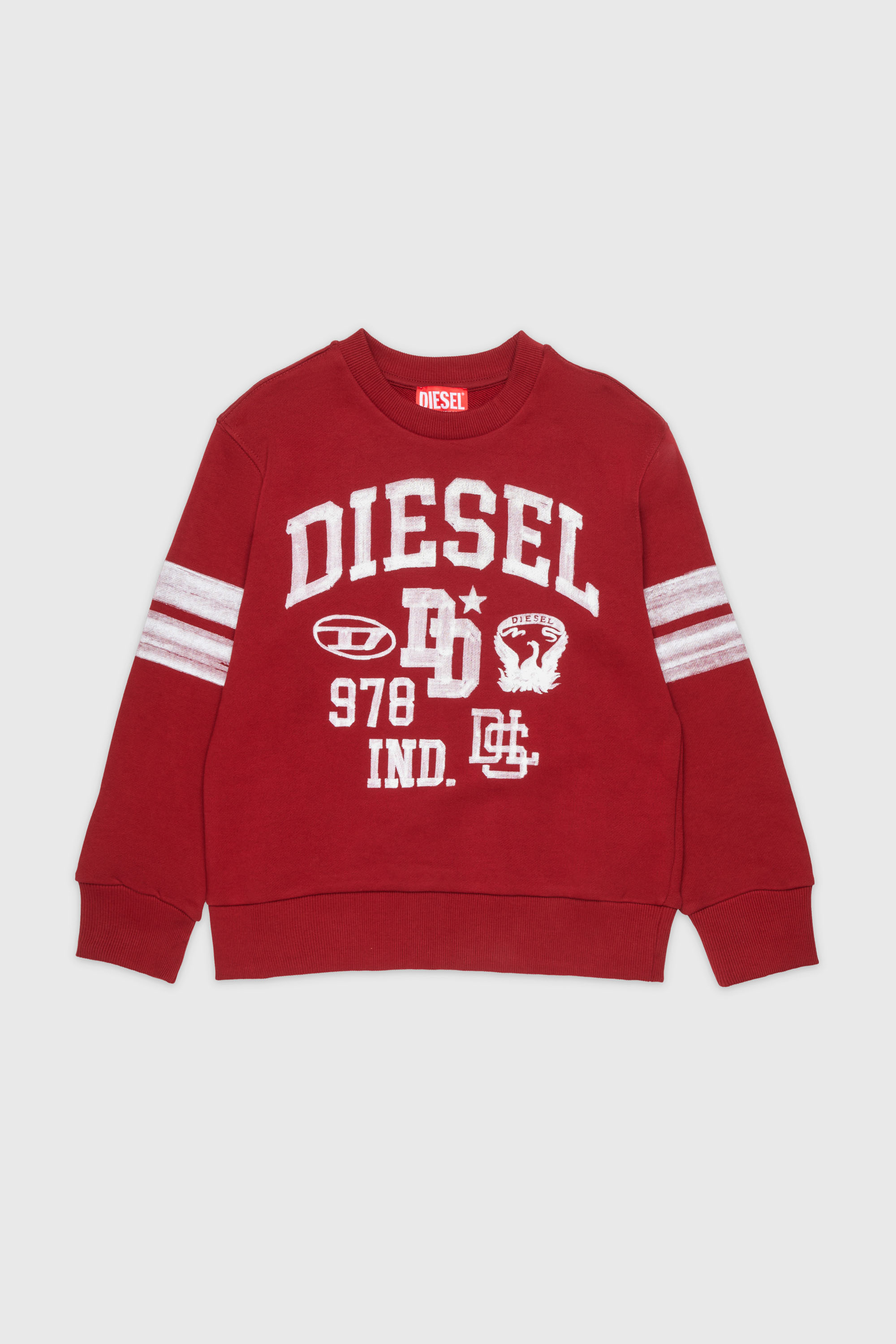 Diesel - SBAND OVER, Felpa con stampe logo stile college Uomo in Rosso - 1