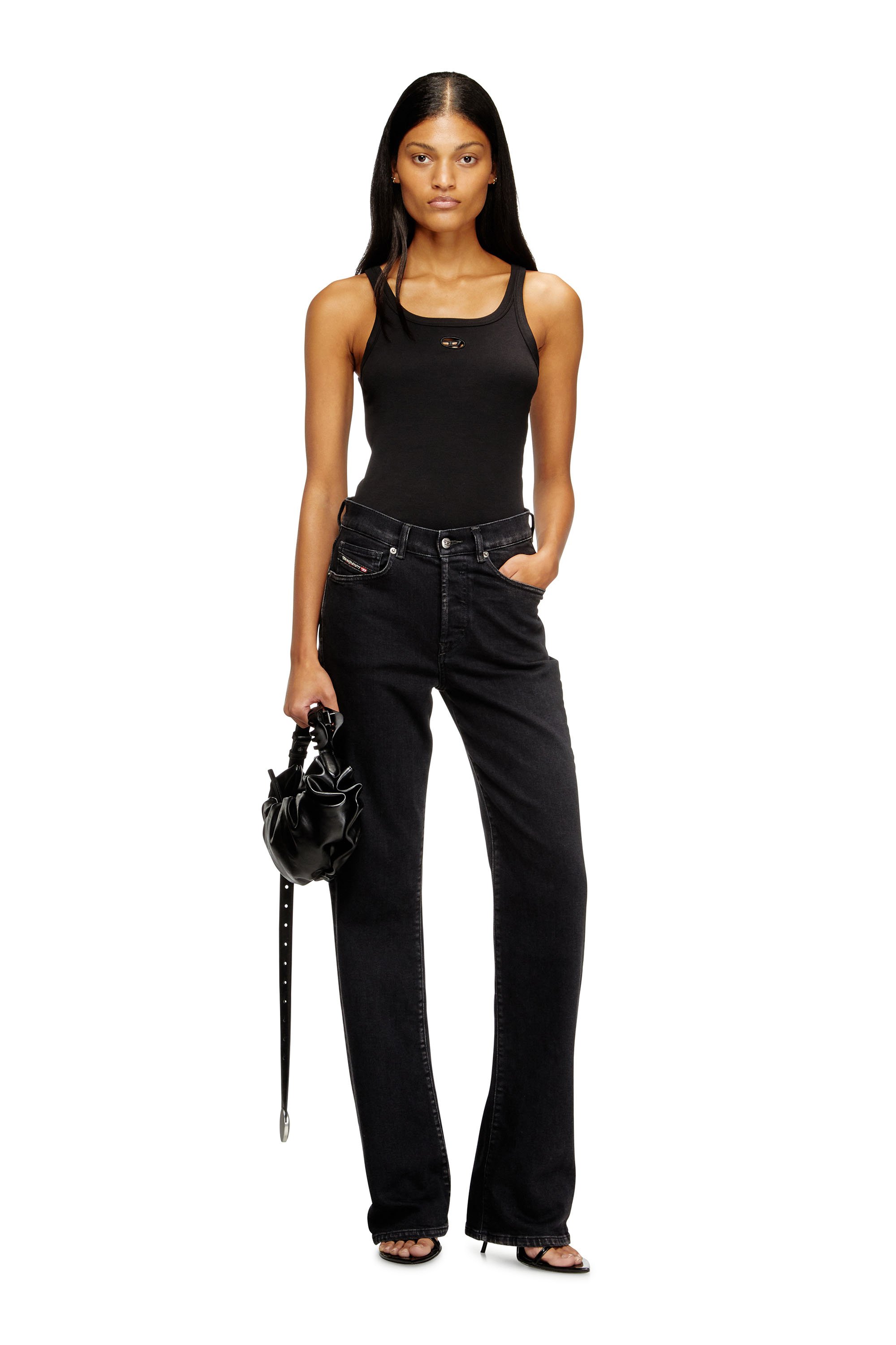 Diesel - T-WIFE-OD, Canotta slim con Oval D tagliato al laser Donna in Nero - 2