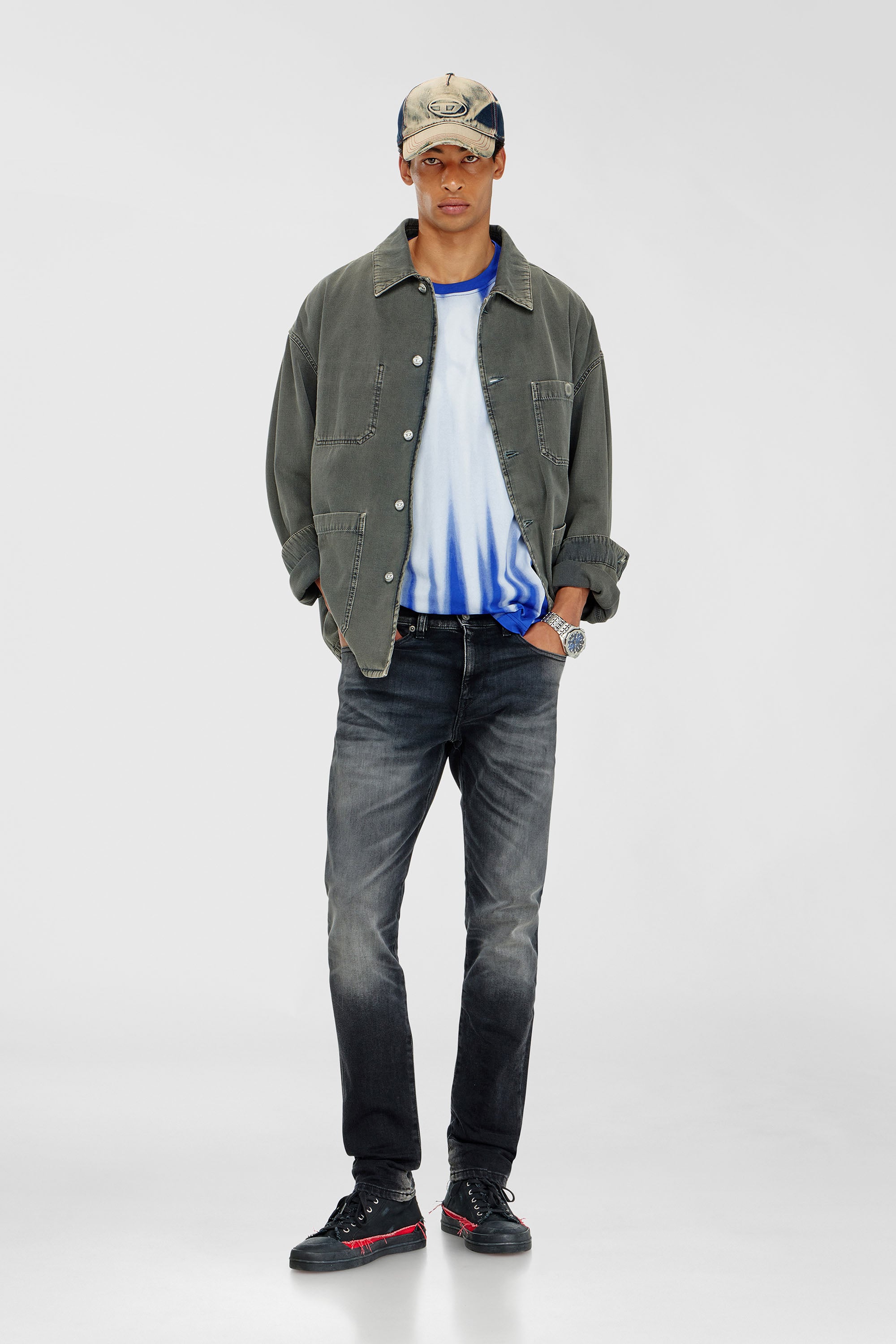 Diesel - Slim Jeans 2019 D-Strukt 09P38 Uomo, Nero/Grigio scuro - Image 2