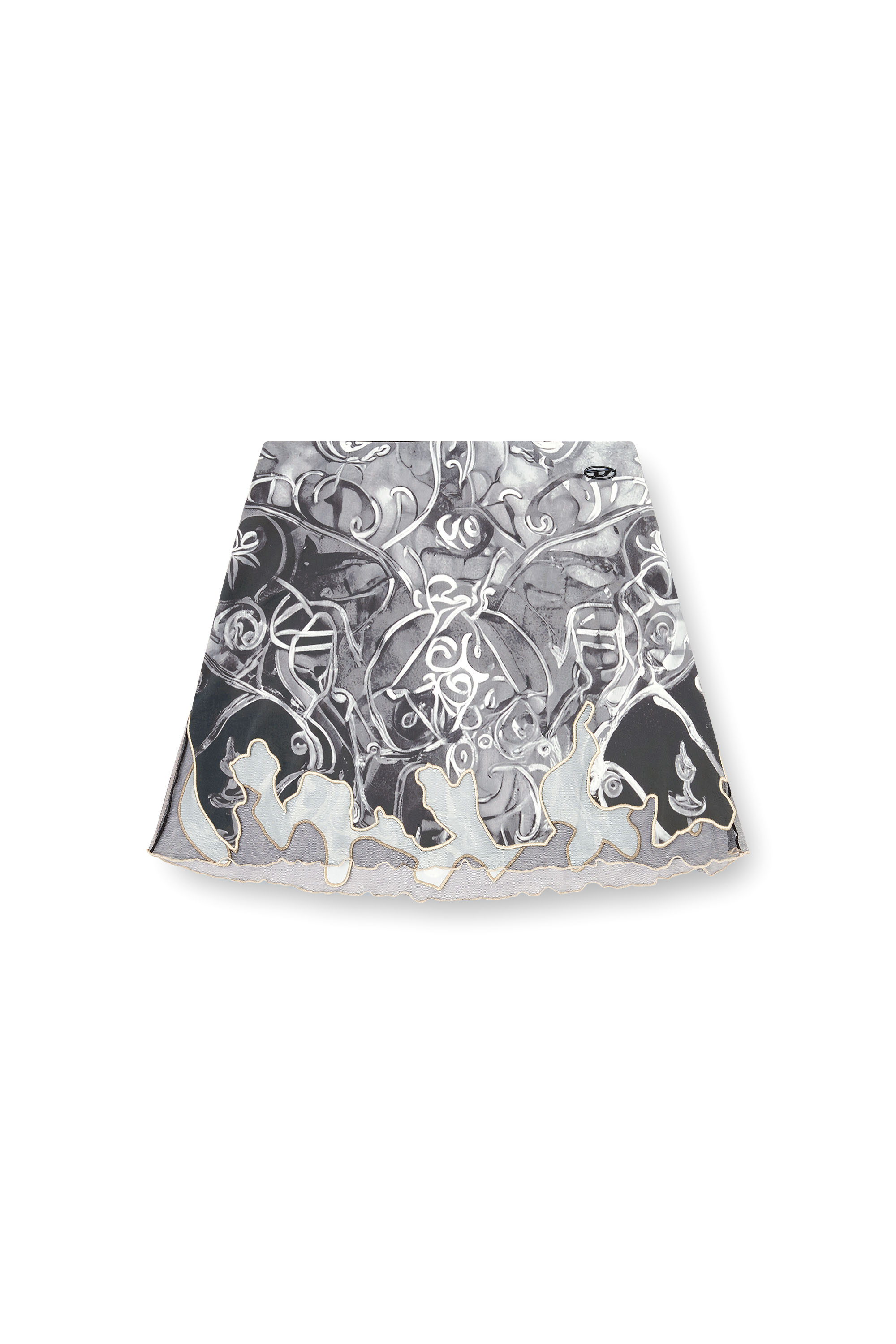 Diesel - O-LANE, Minigonna in nylon con stampa araldica Donna in Grigio - 3