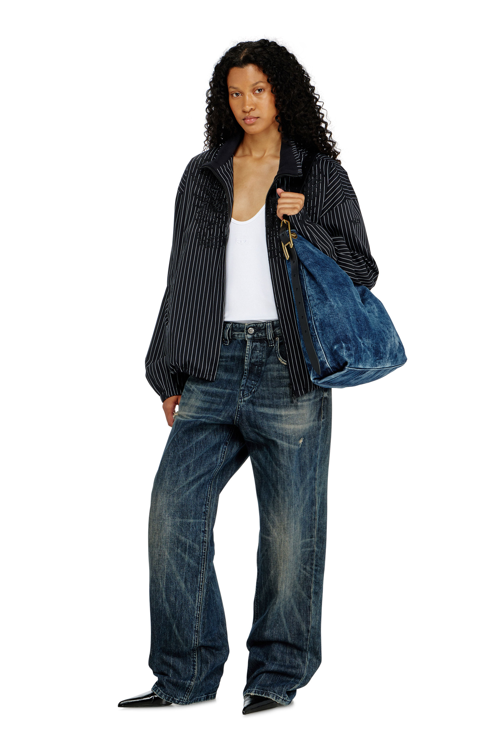 Diesel - D-LINE HOBO, D-Line-Borsa hobo in denim Donna in Blu - 3