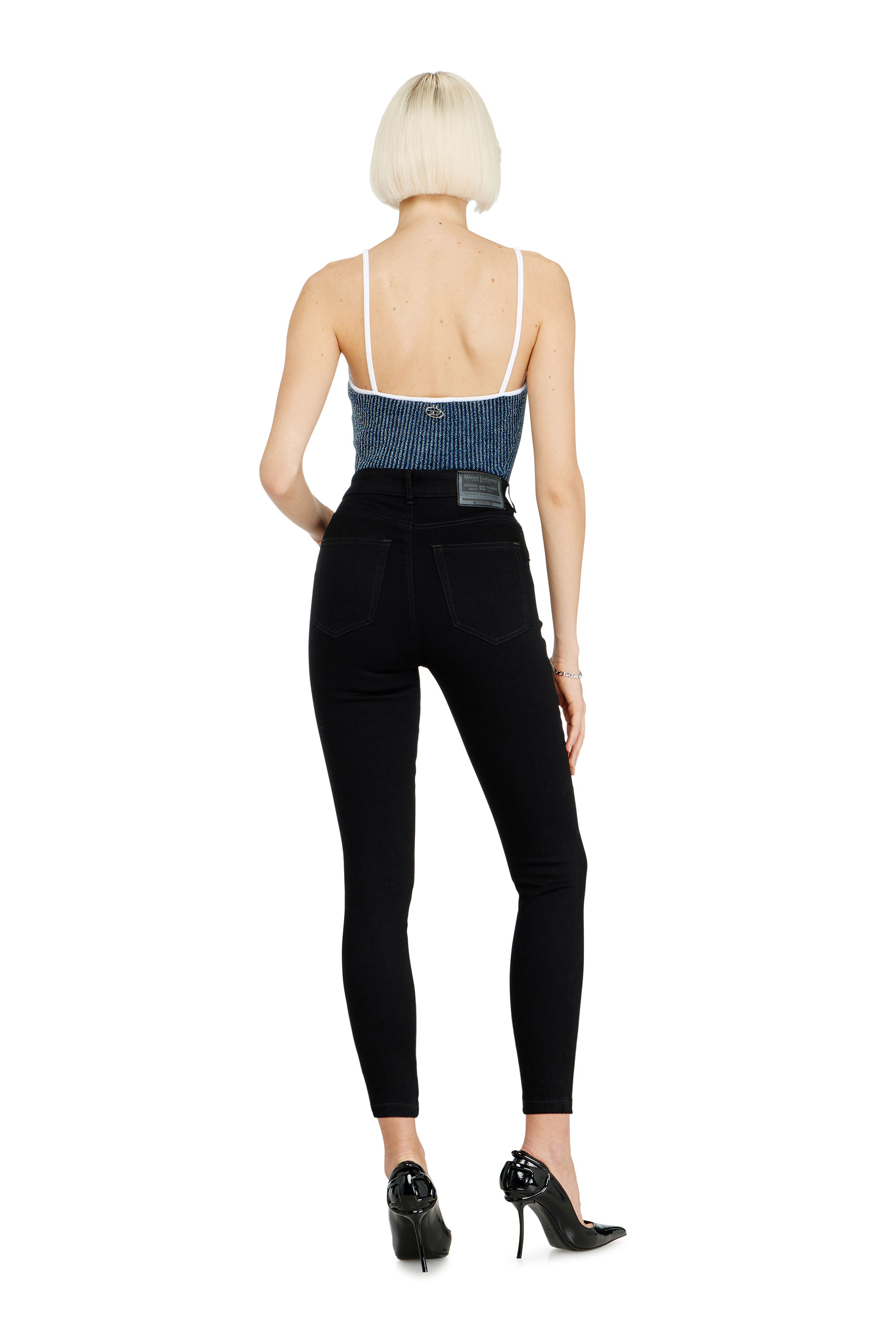 Diesel - Skinny Jeans 1984 Slandy-High 069EF Donna, Nero/Grigio scuro - Image 3