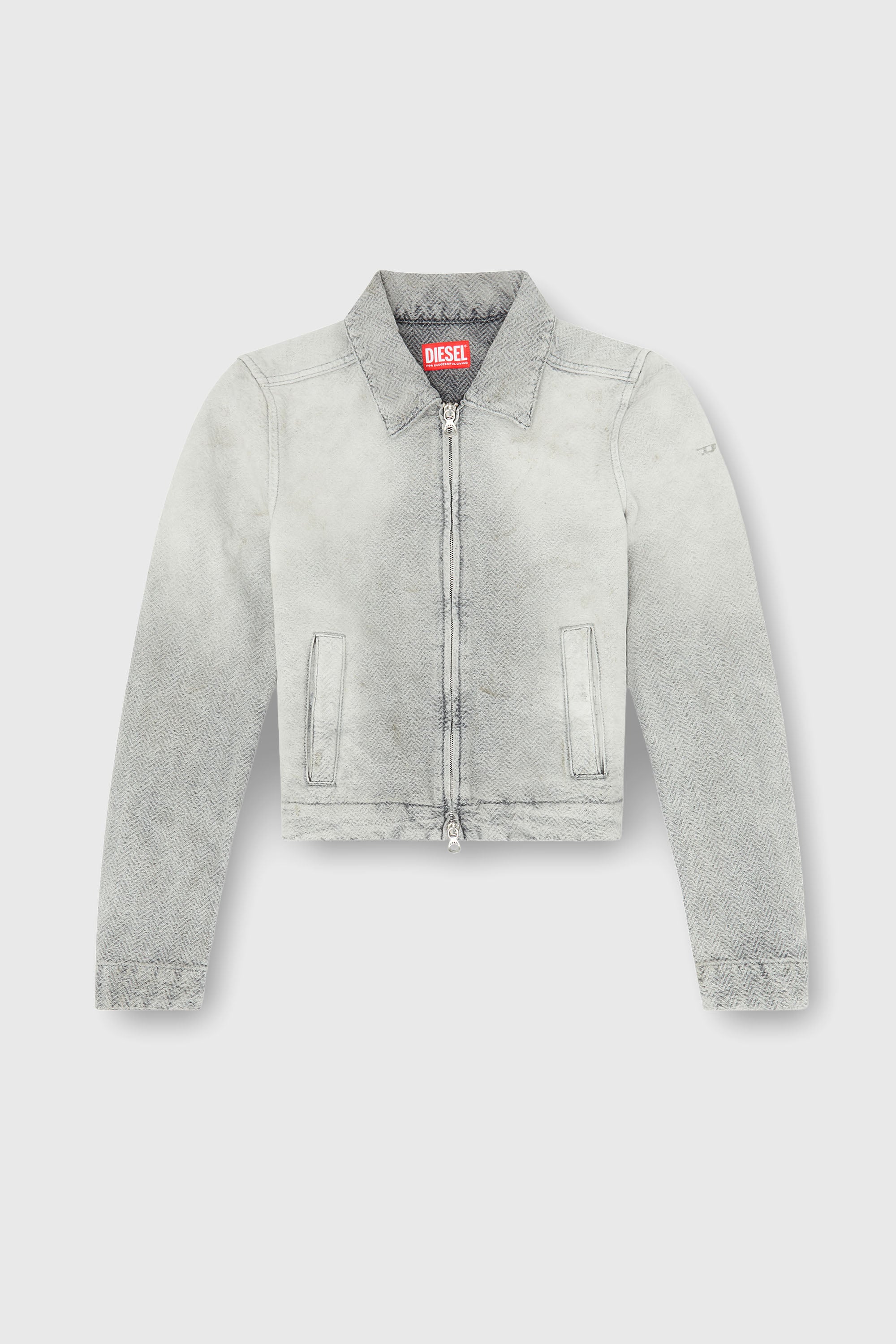 Diesel - DE-CORB, Giacca in denim herringbone effetto distressed Donna in Grigio - 2