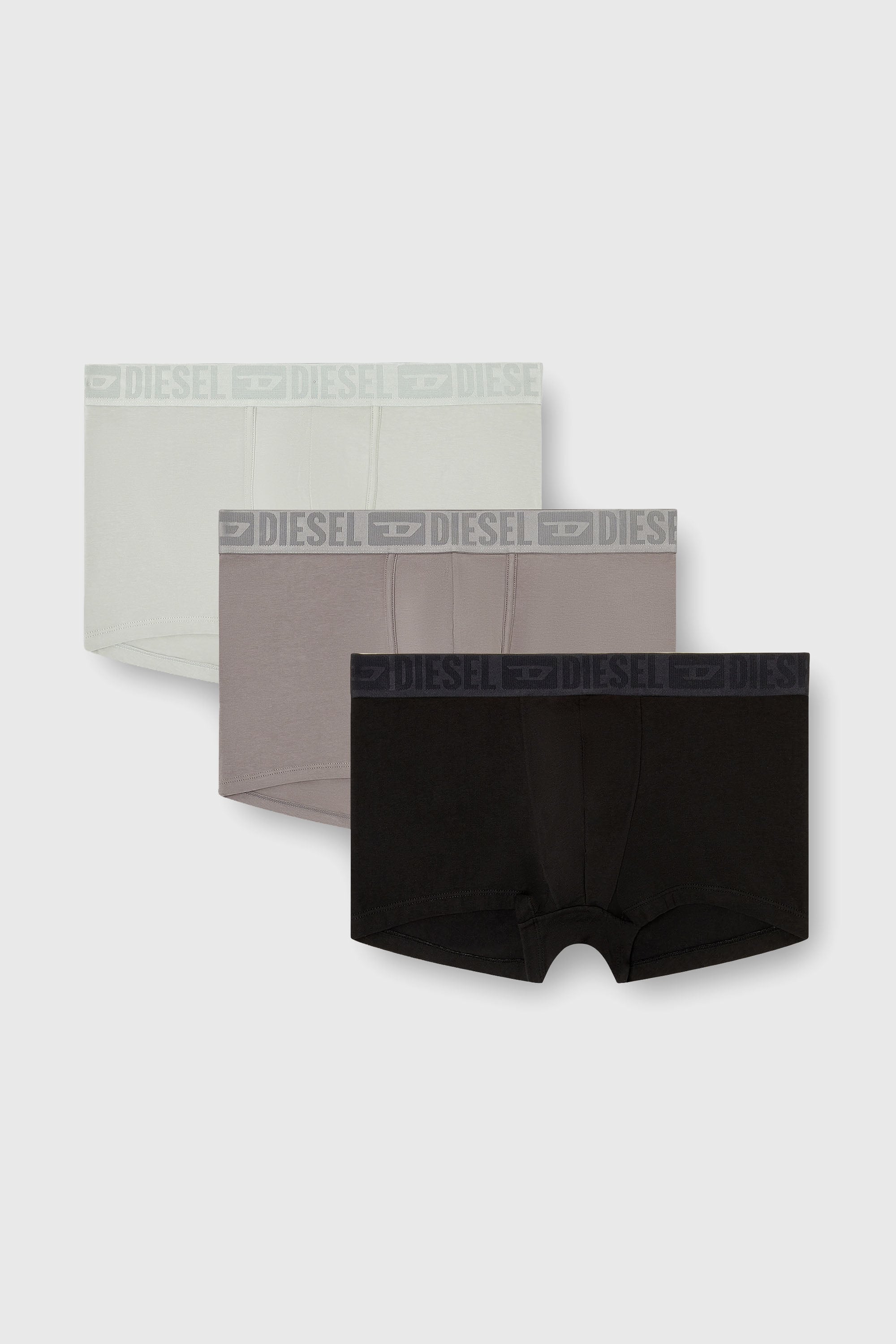 Diesel - MIKE-D-CORE-3PACK, Set da tre boxer in cotone elasticizzato con fascia in vita tono su tono Uomo in Grigio - 1
