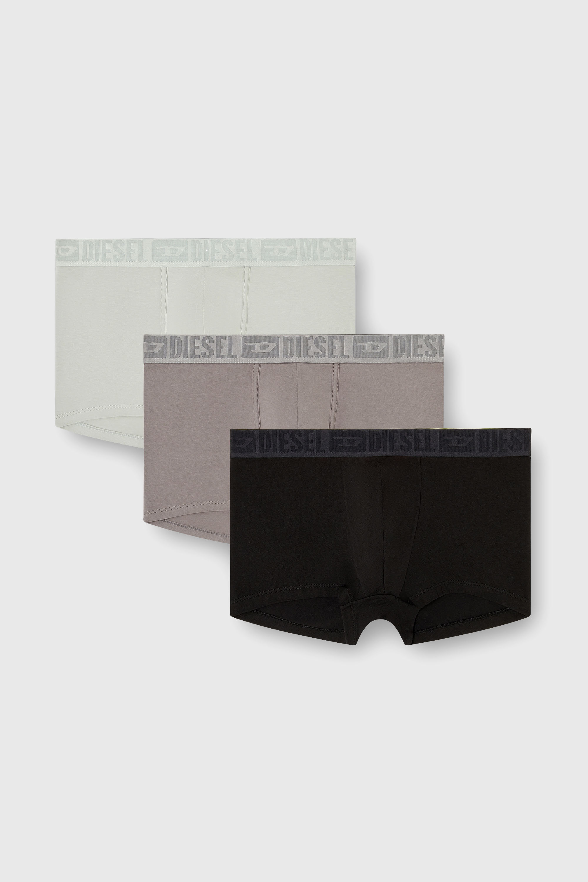 Diesel - MIKE-D-CORE-3PACK, Set da tre boxer in cotone elasticizzato con fascia in vita tono su tono Uomo in Grigio - 2