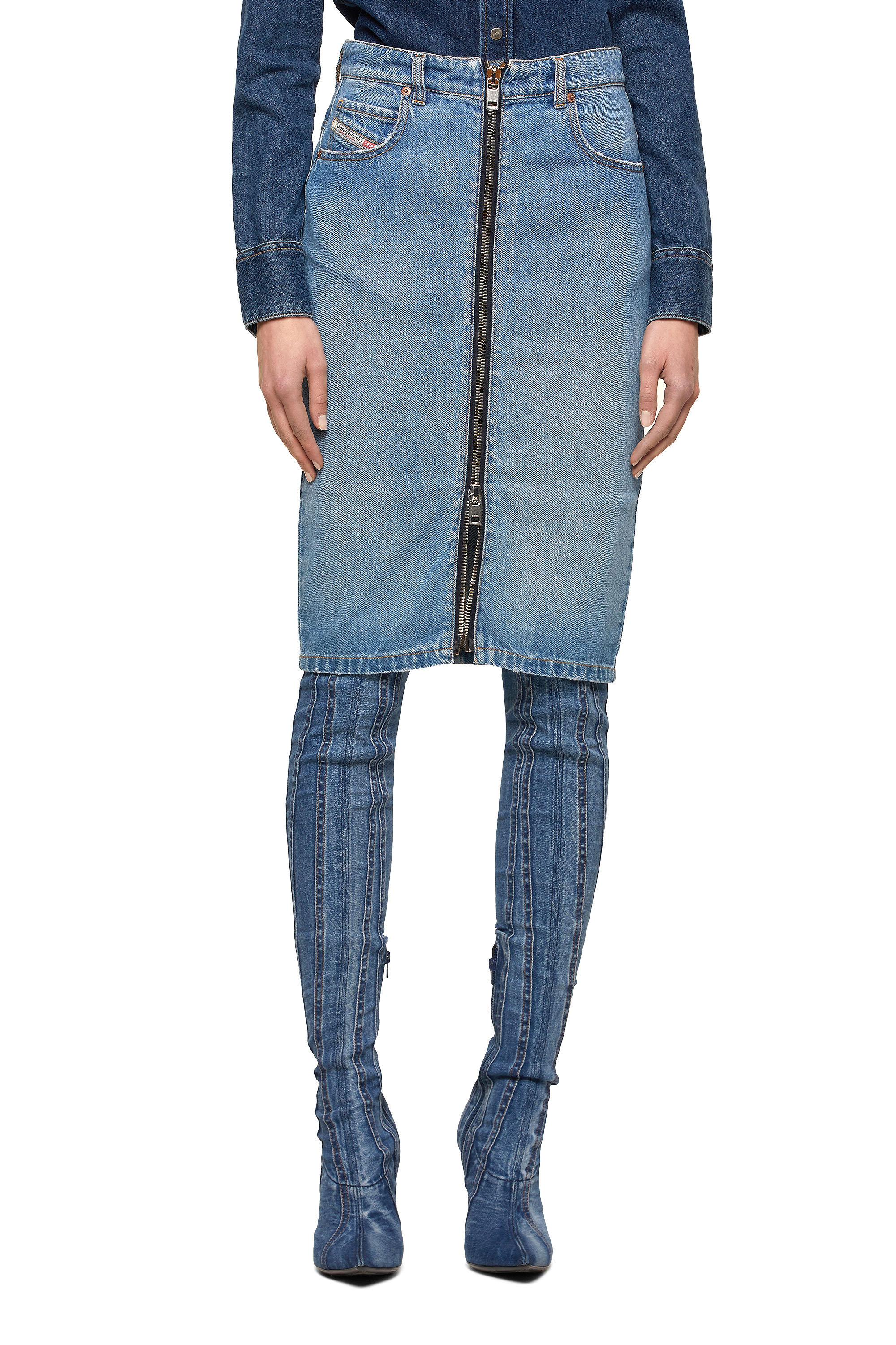 DE-PENCIL-ZIP, Blu Chiaro - Gonne