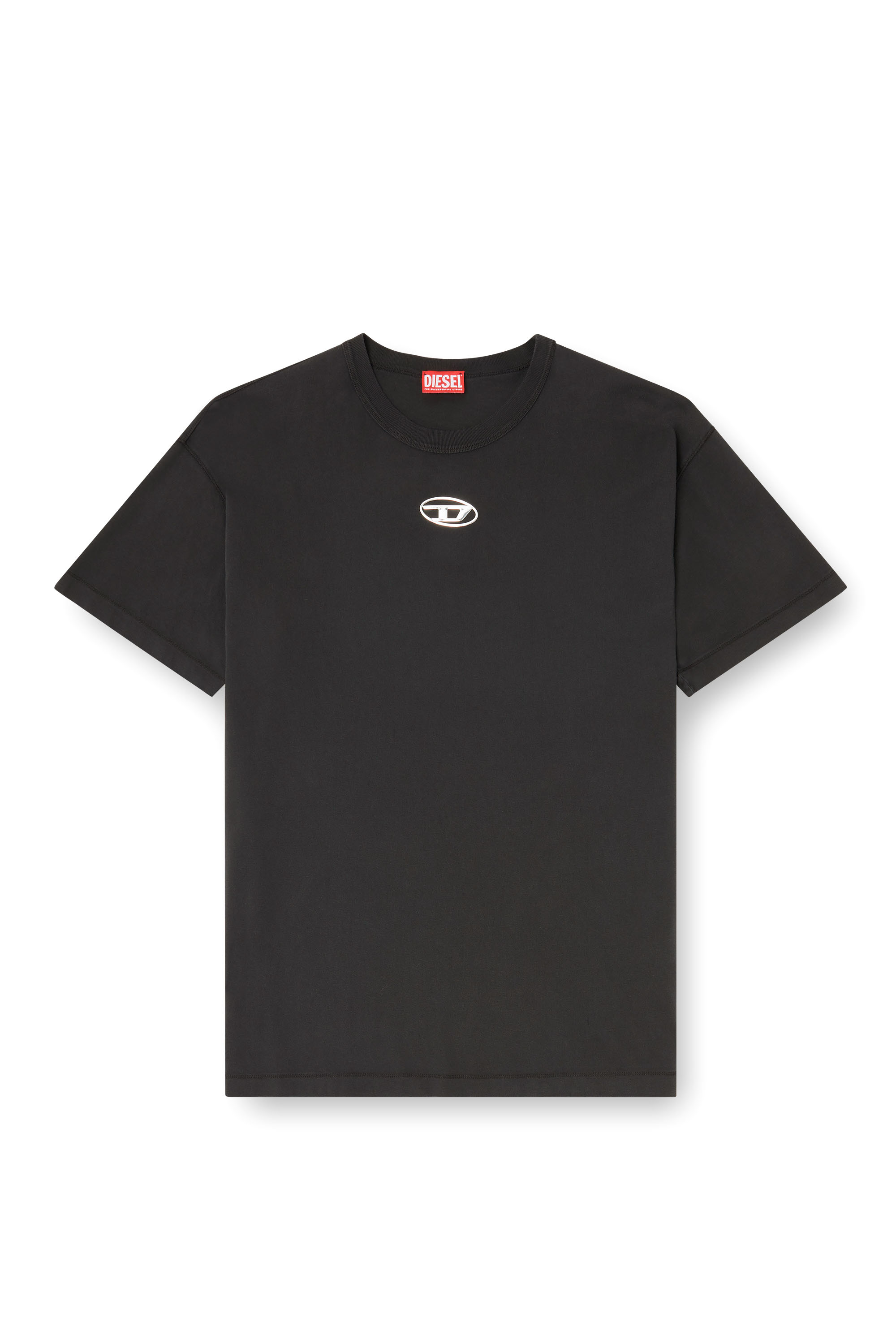 Diesel - T-NORM-IOD, Light cotton T-shirt with metallic Oval D logo Uomo in Nero - 3