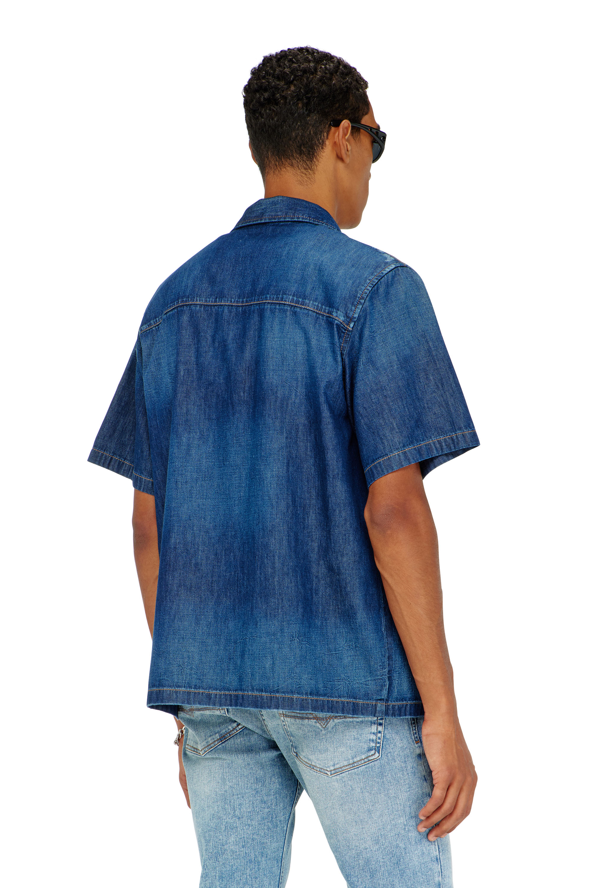 Diesel - D-NABIL-D, Camicia in denim a maniche corte Uomo in Blu - 4