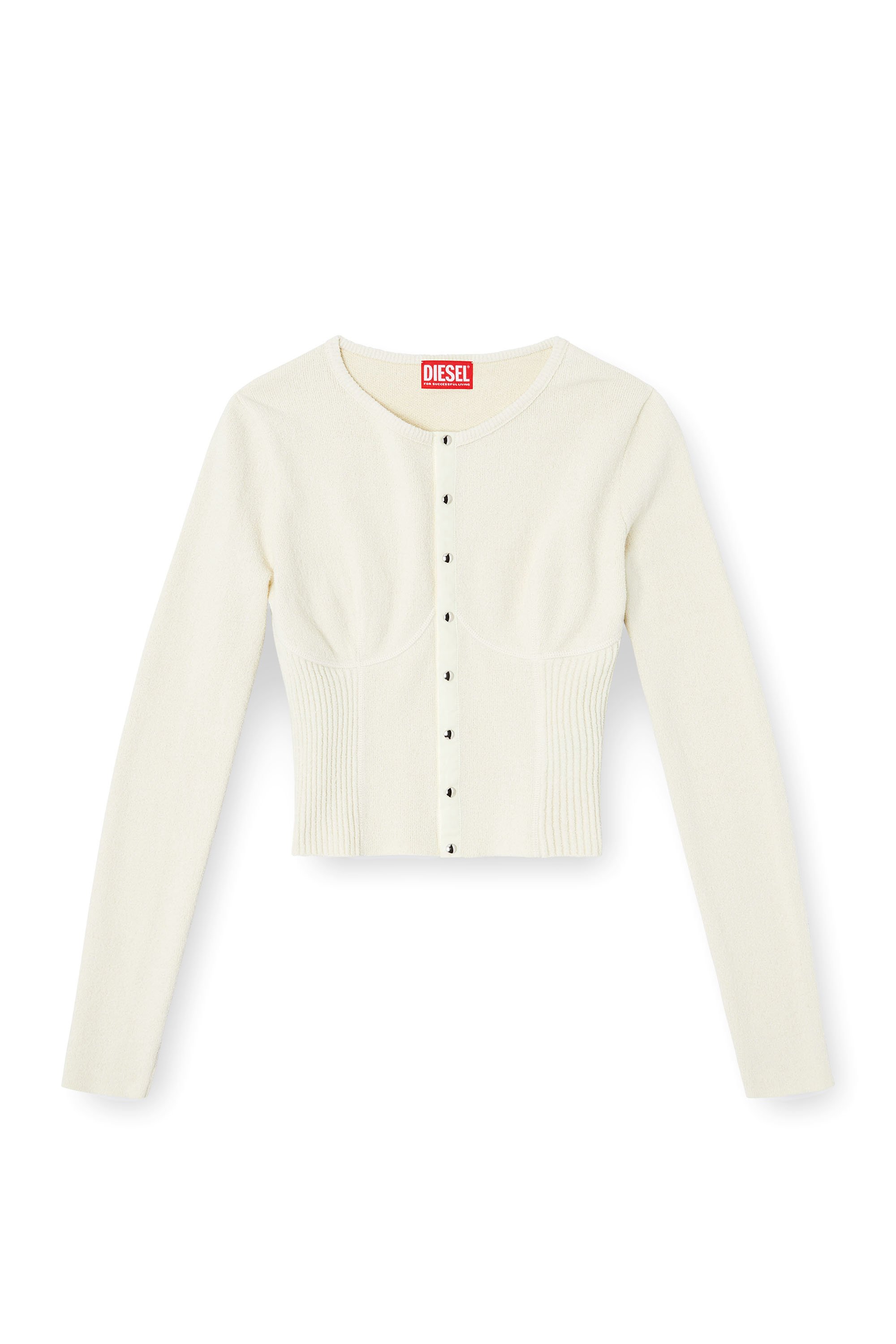 Diesel - M-LESTA, Cardigan cropped in stile bustier Donna in Bianco - 3