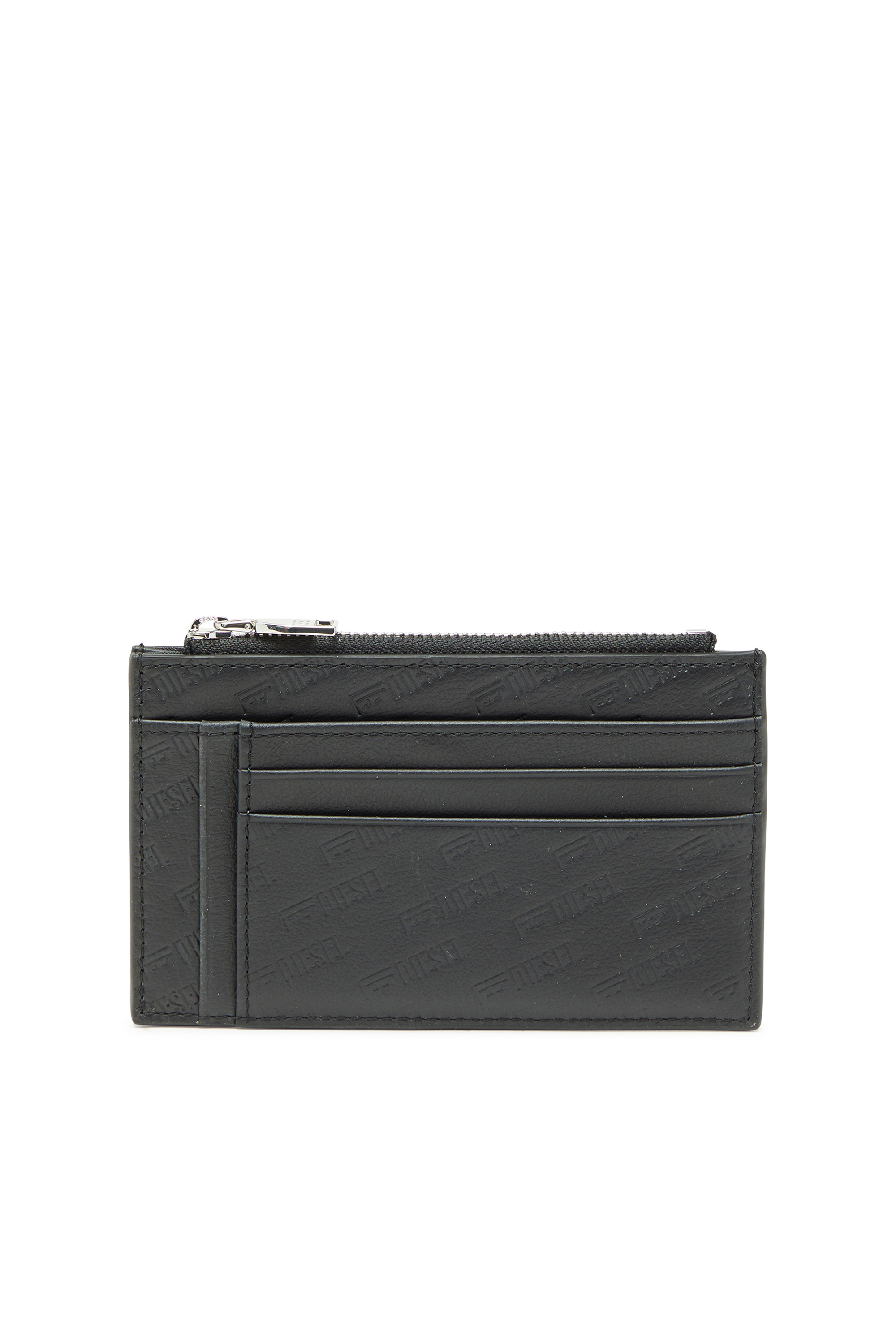 Diesel - MONOGRAM CARD CASE VI, Portacarte in pelle con tasca zip e lavorazione embossing Uomo in Nero - 1