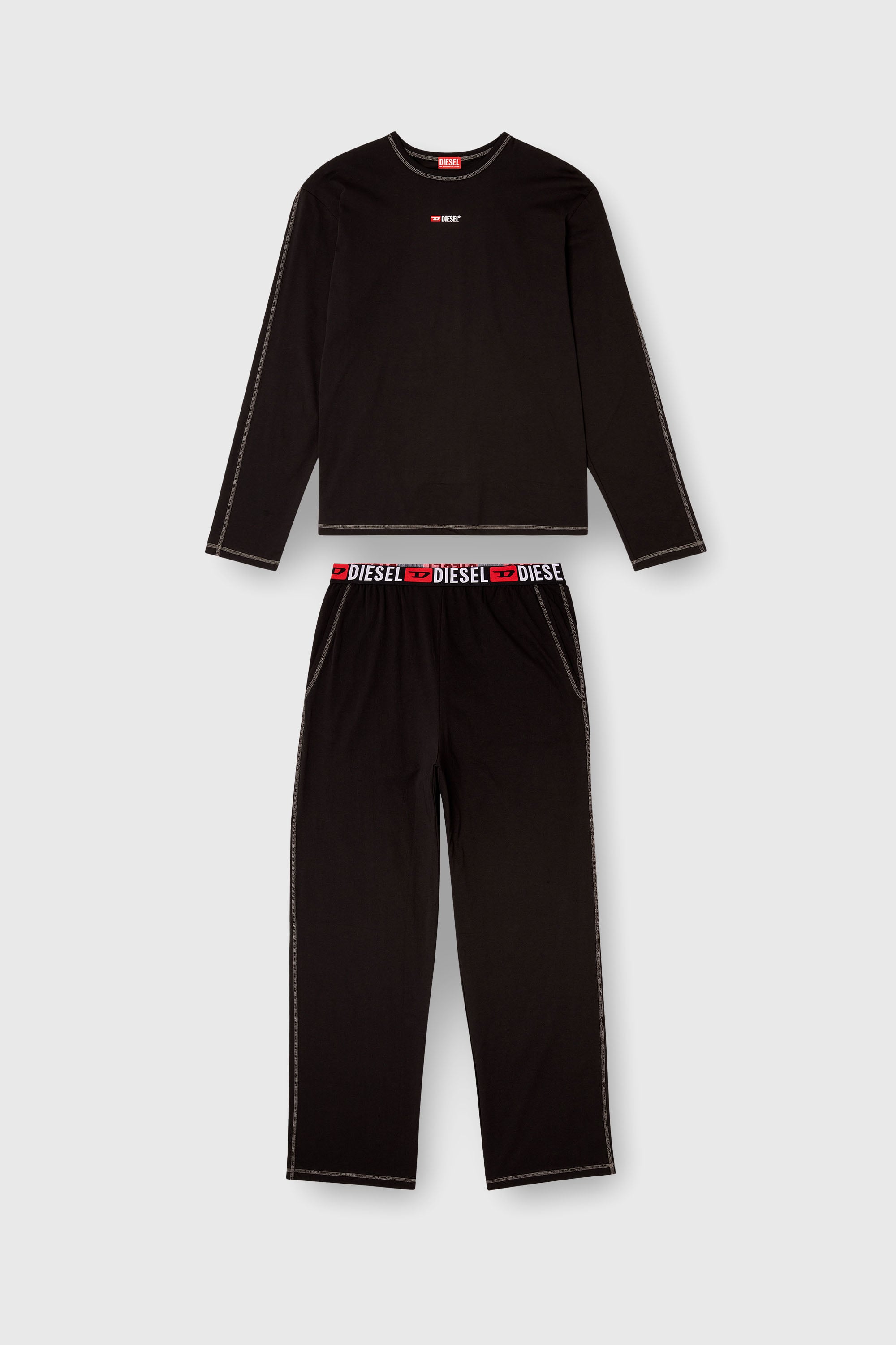 Diesel - SET-NOLAN-D-CORE, Pigiama in jersey di cotone Uomo in Nero - 2