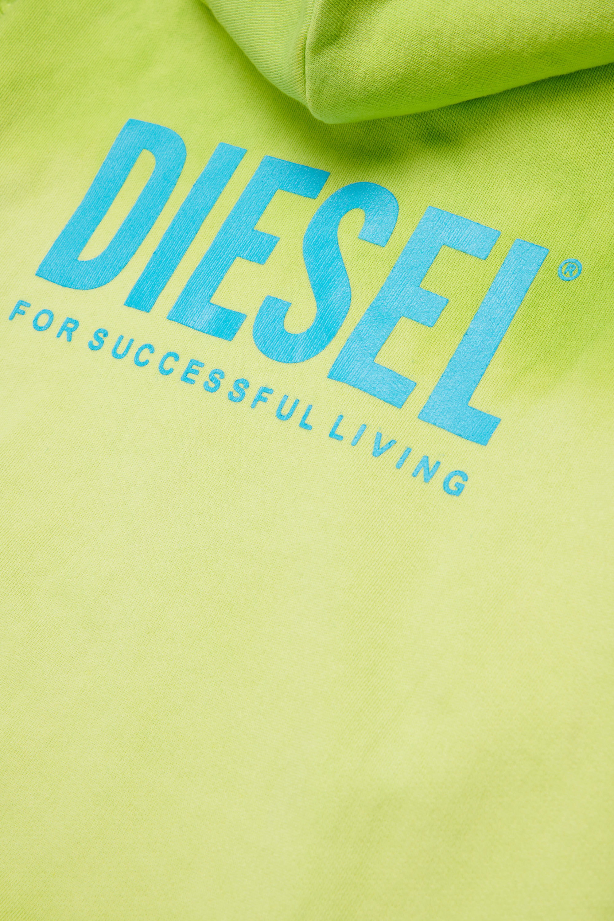 Diesel - SHADE OVER, Felpa con cappuccio sfumata con stampa del logo Uomo in Verde - 4