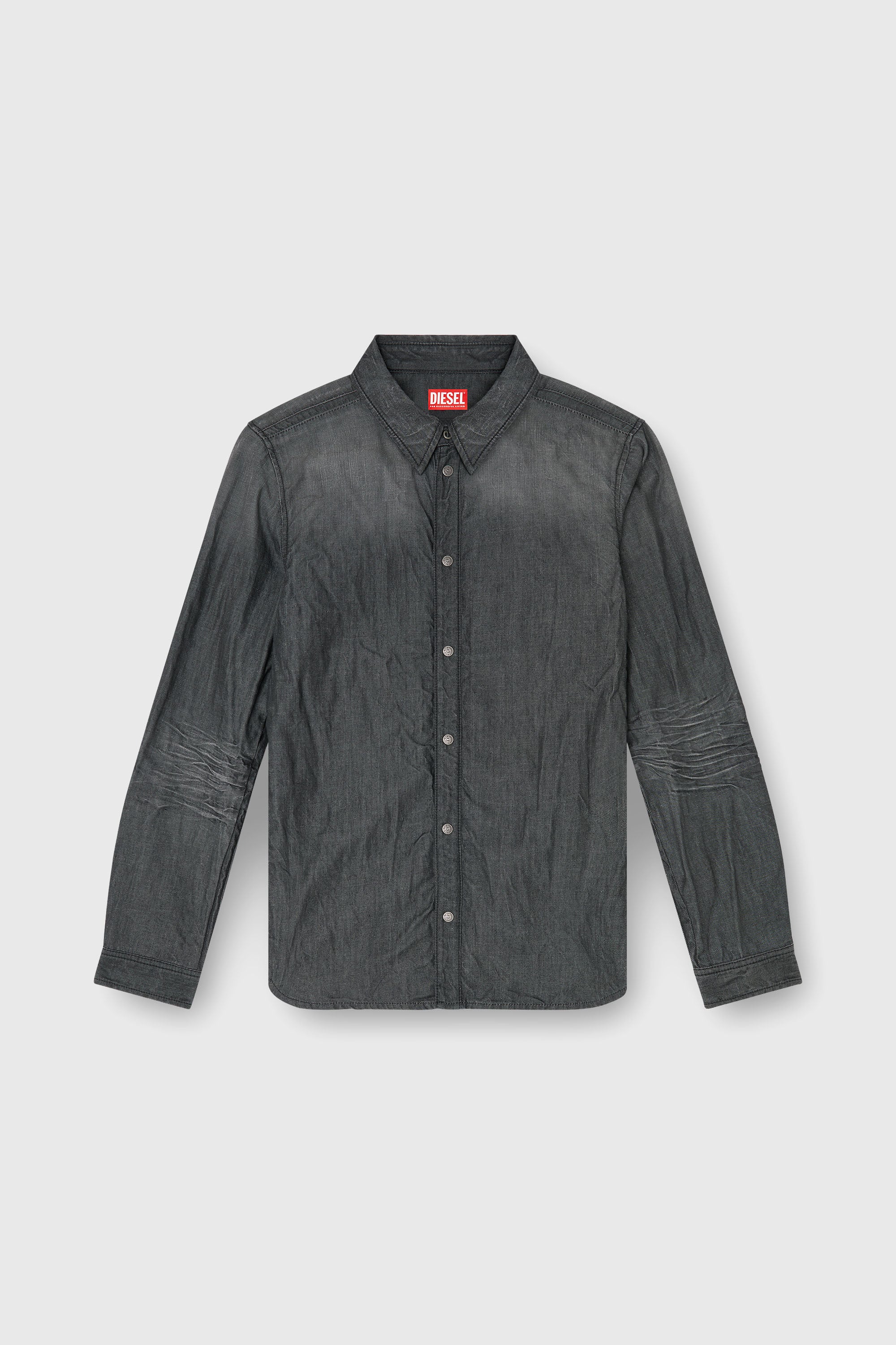 Diesel - D-SYNAR-FSJ2, Camicia in denim stropicciato Uomo in Grigio - 2