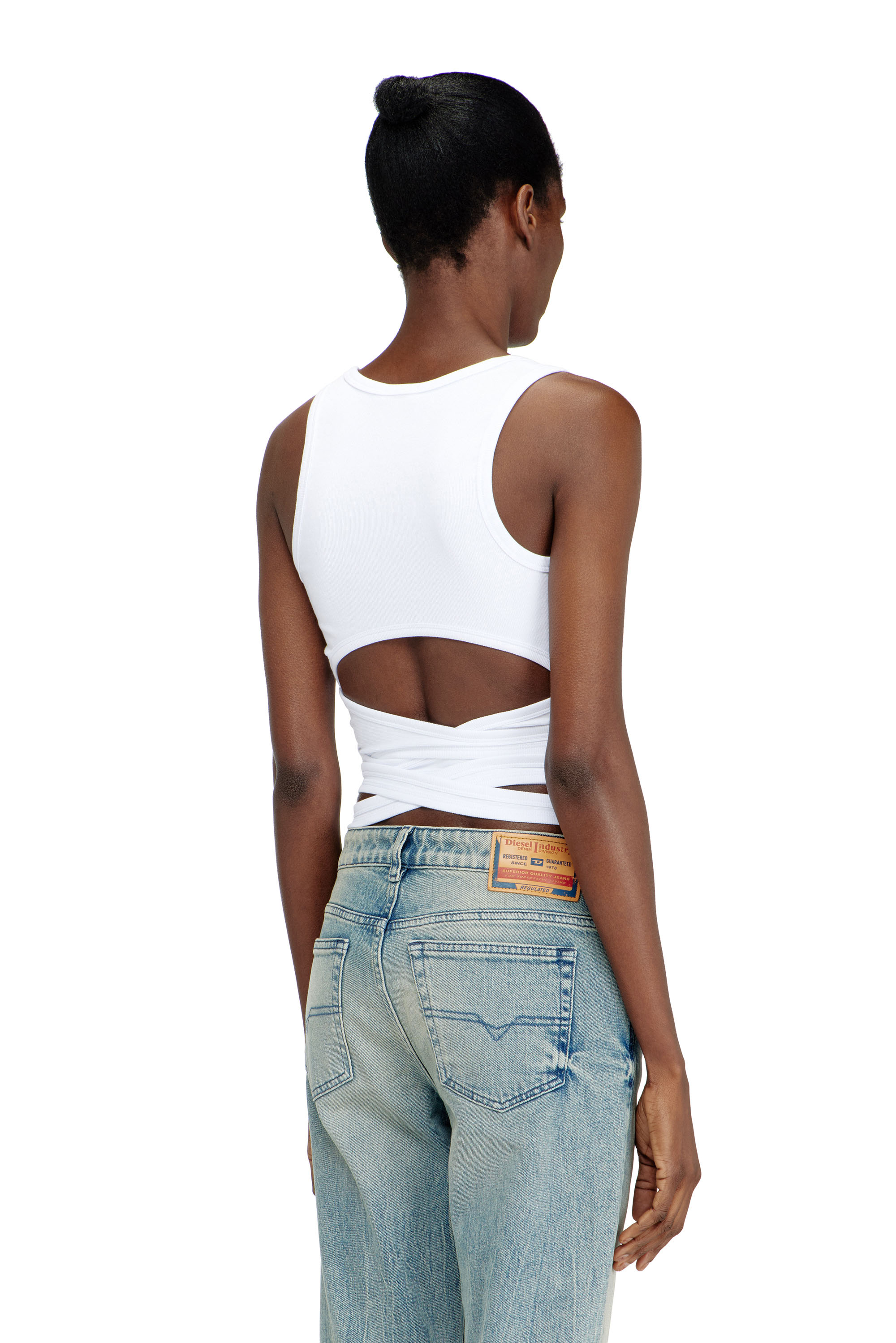 Diesel - T-ANKY-TAIL-S1, Crop top con design avvolgente Donna in Bianco - 3