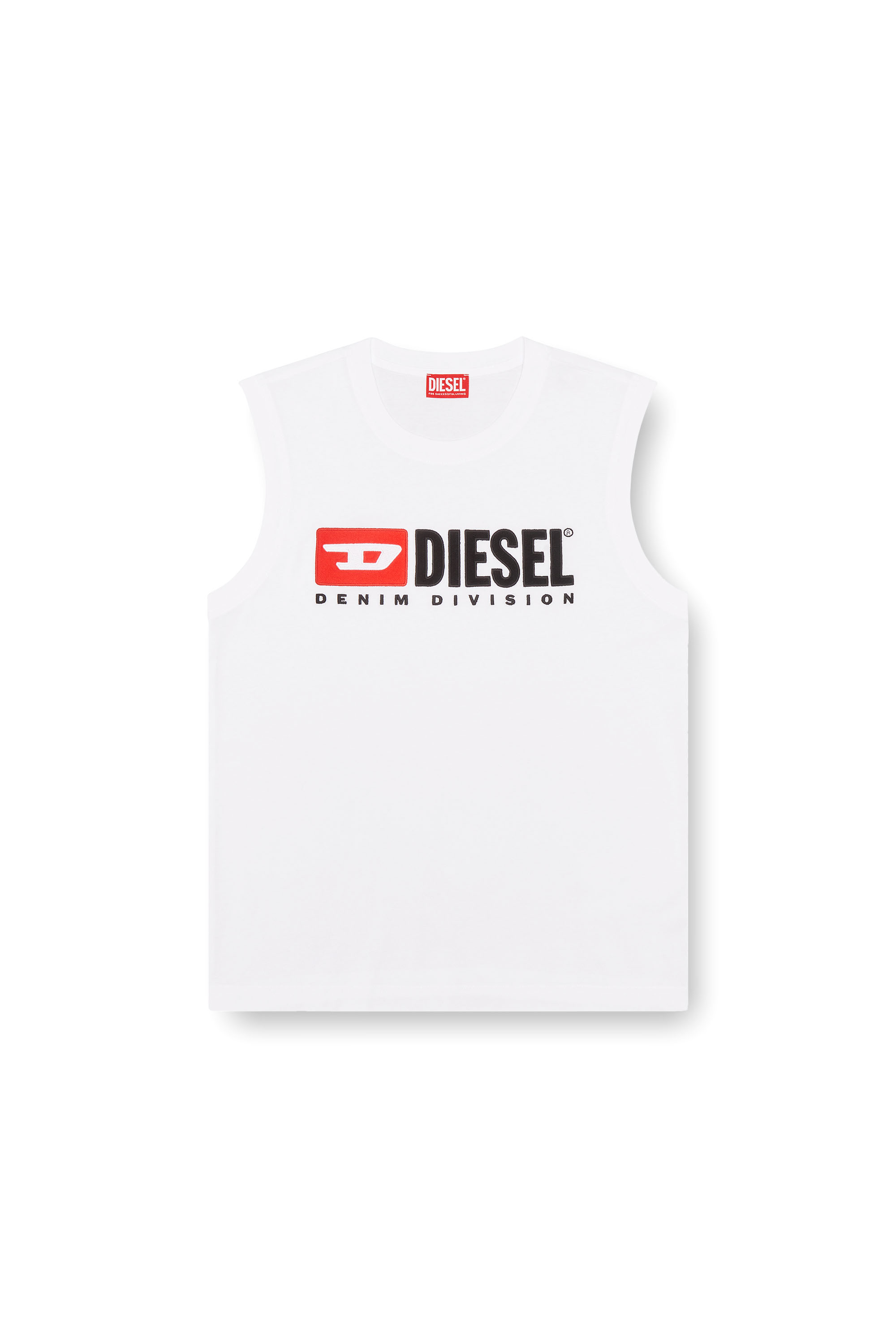 Diesel - T-ISCO-DIV, Canotta con stampa logo sul petto Uomo in Bianco - 3