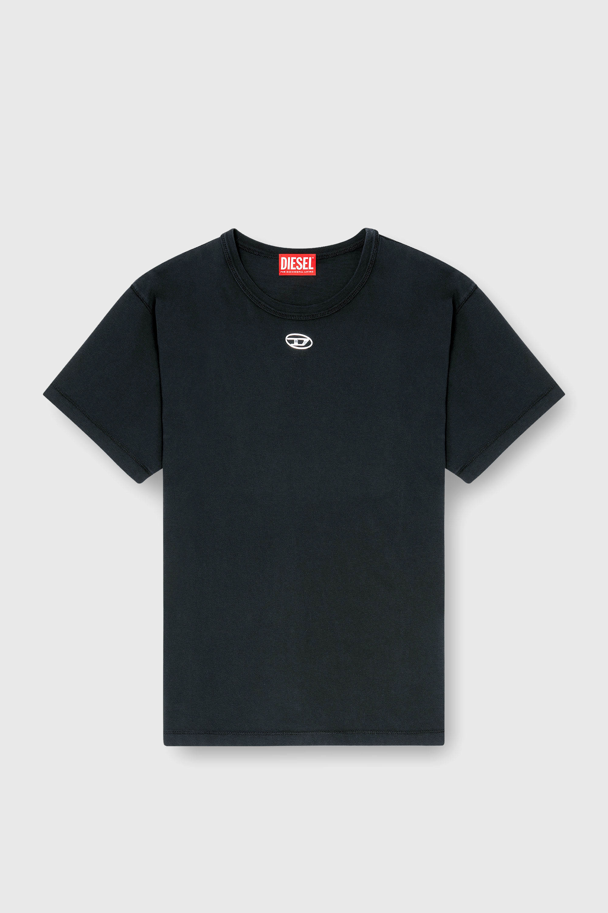Diesel - T-NORMY-OD-S1, T-shirt in cotone con Oval D metallizzato Donna in Nero - 2
