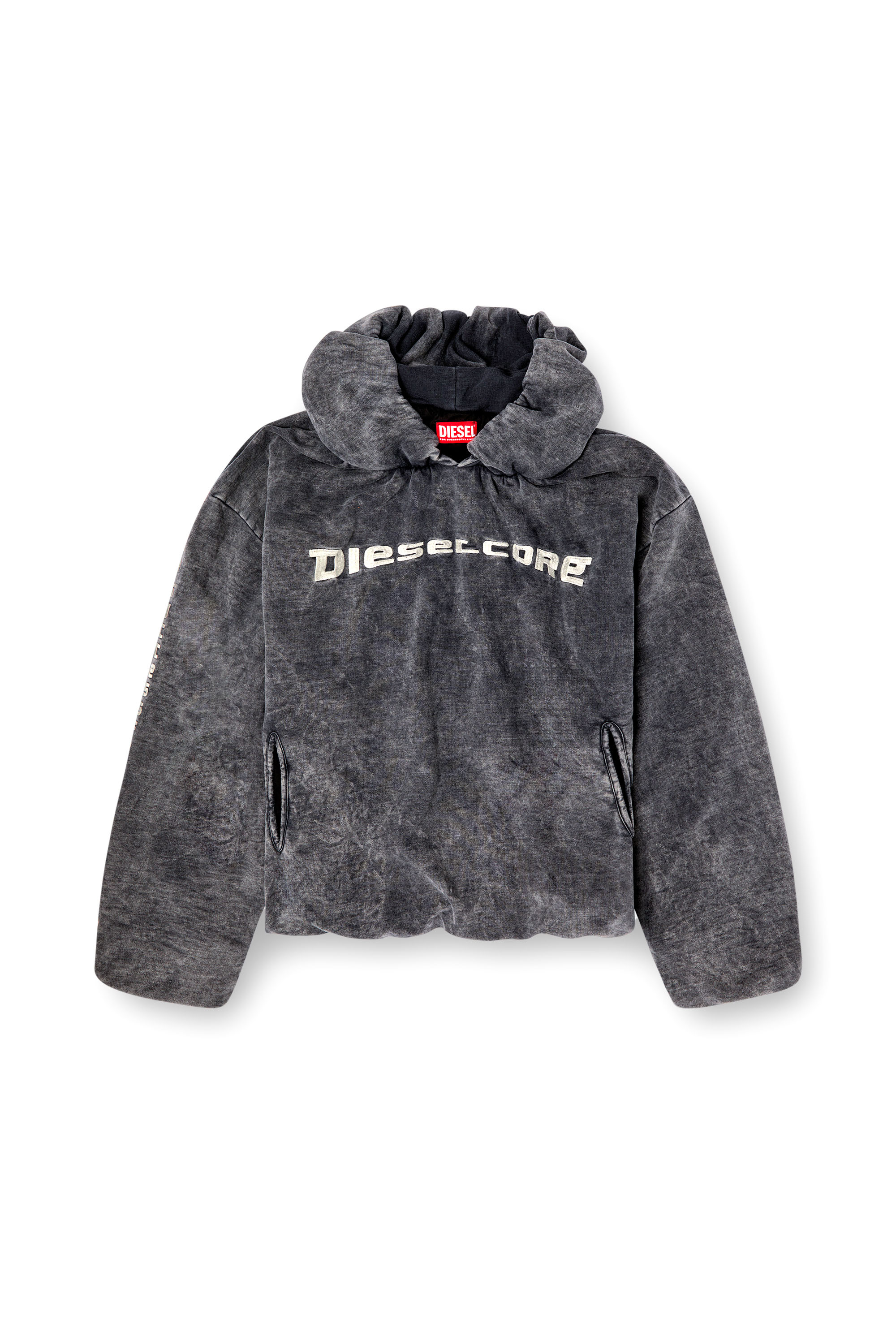 Diesel - S-FISHY, Hoodie effetto denim Uomo in Nero - 3