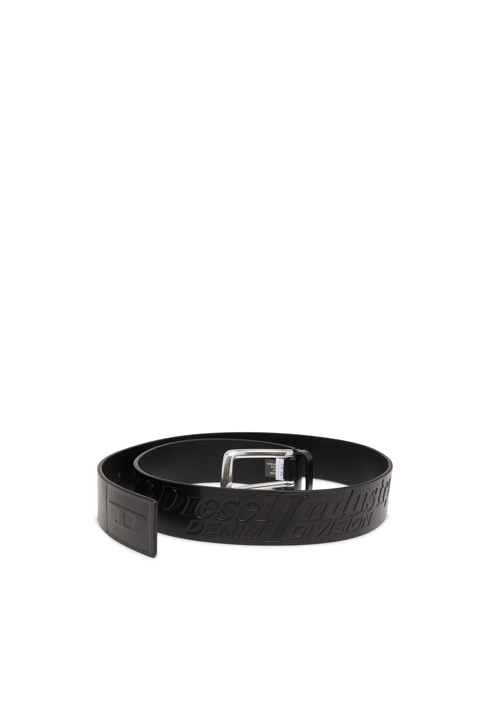 Diesel - B-FLAG-D EMBOSSED, Cintura in pelle da 4 cm con logo inciso Uomo in Nero - 3