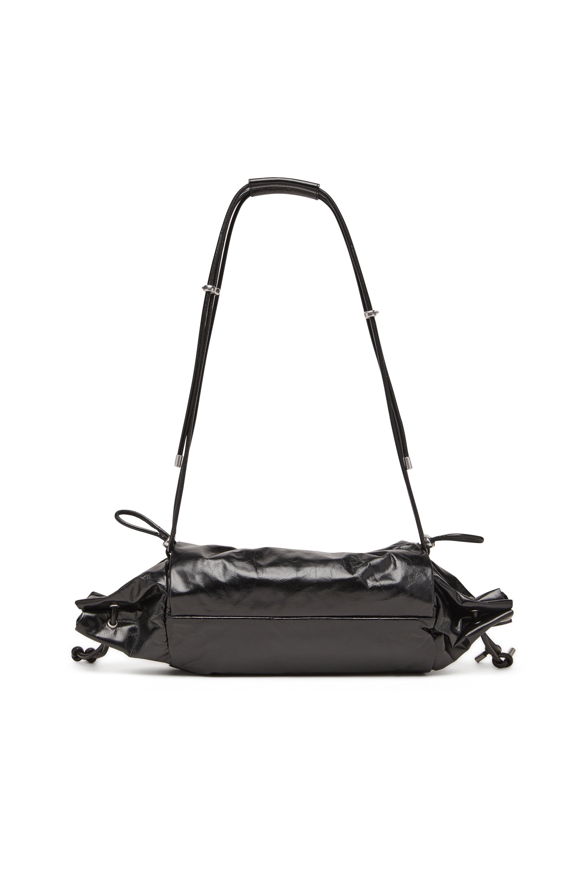 Diesel - SCRUNCH-D SHOULDER M, Borsa a spalla in pelle lucida stropicciata Donna in Nero - 2