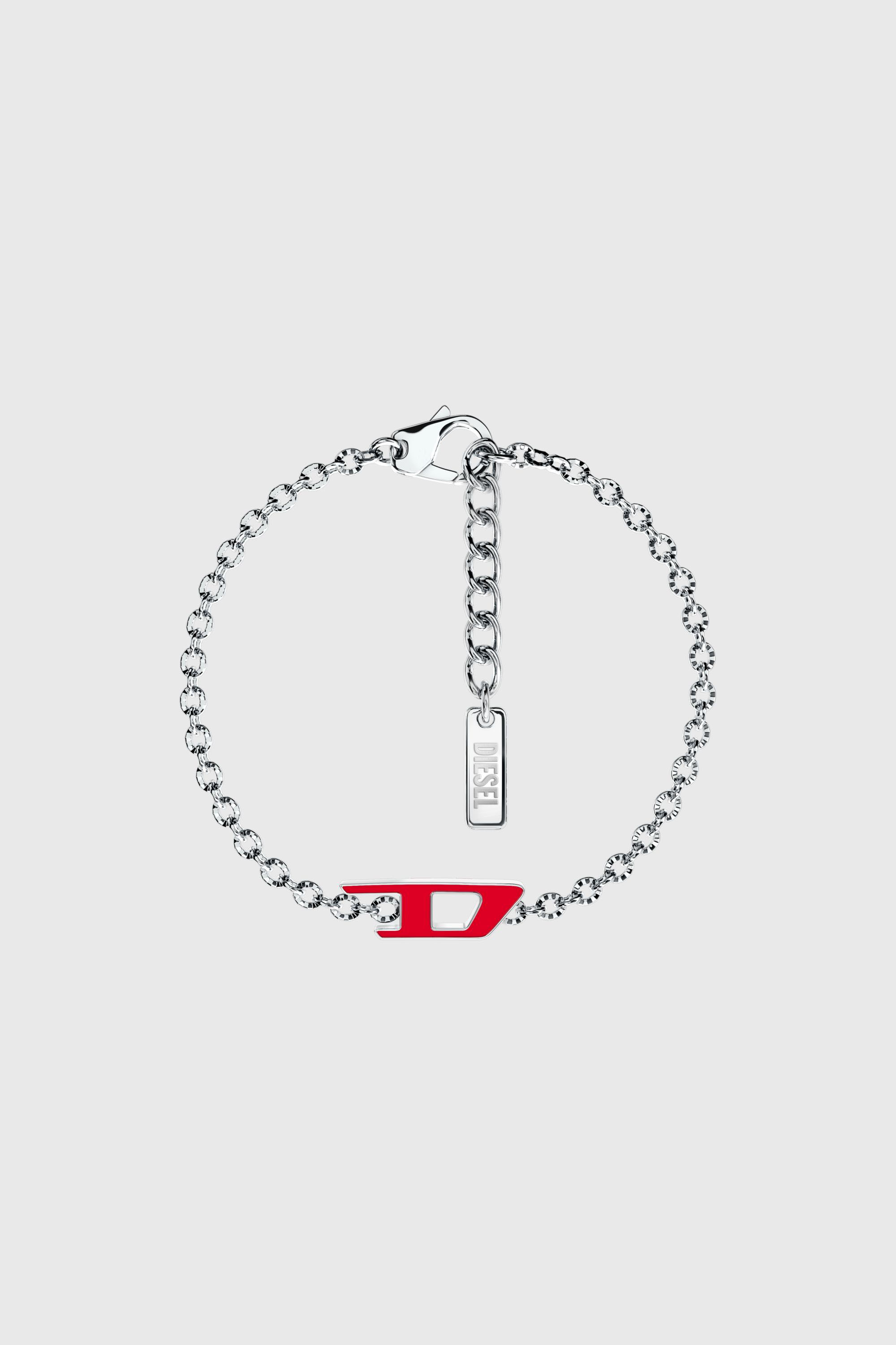 Diesel - DX1691040 JEWELLERY, Unisex's Stainless steel chain bracelet in Silver/Red - 1