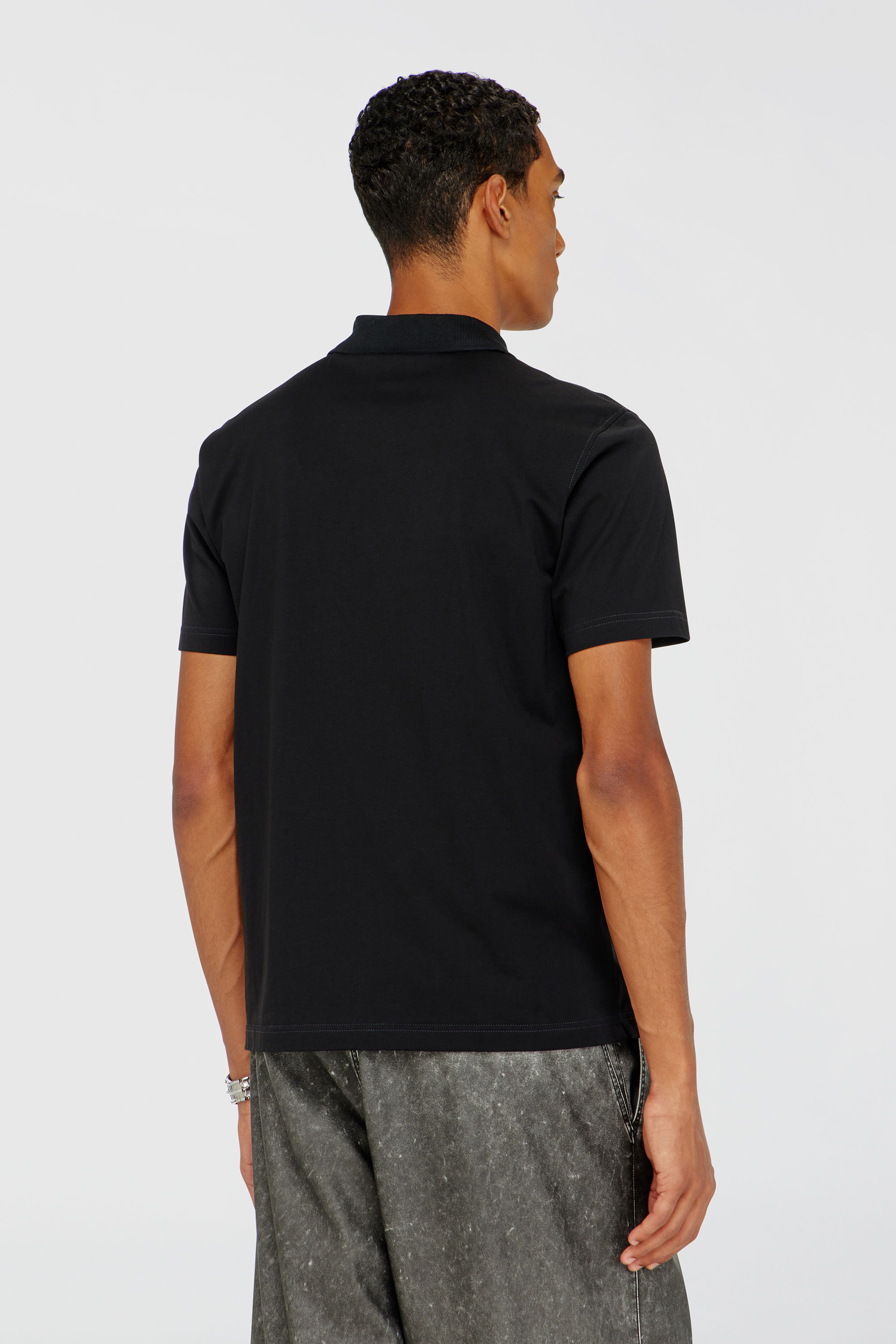 Diesel - T-REJUST-PIPING, Polo con profili a contrasto Uomo in Nero - 4
