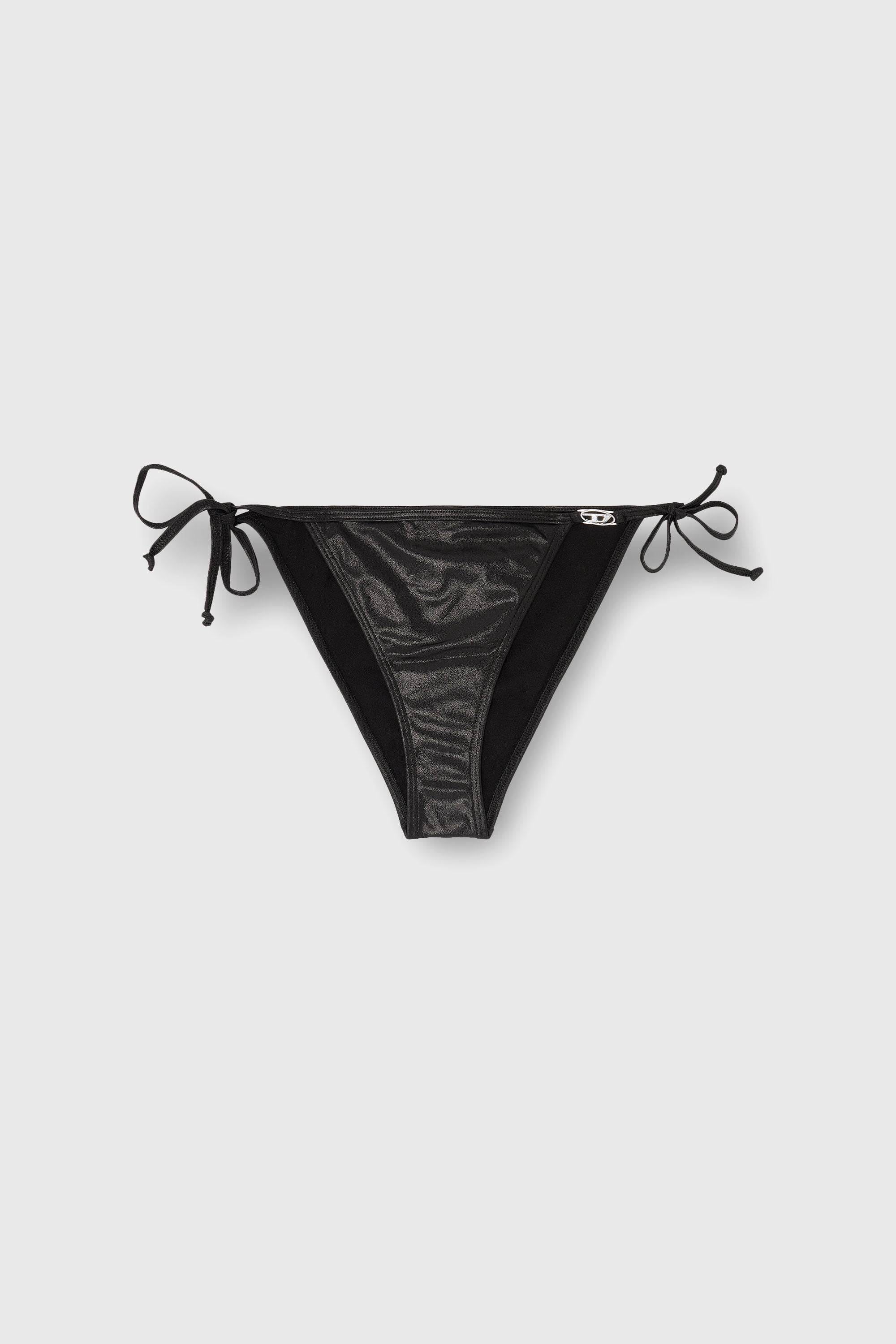 Diesel - BRIGITTES-DNM, Slip bikini con laccetti in tessuto brillante Donna in Nero - 2