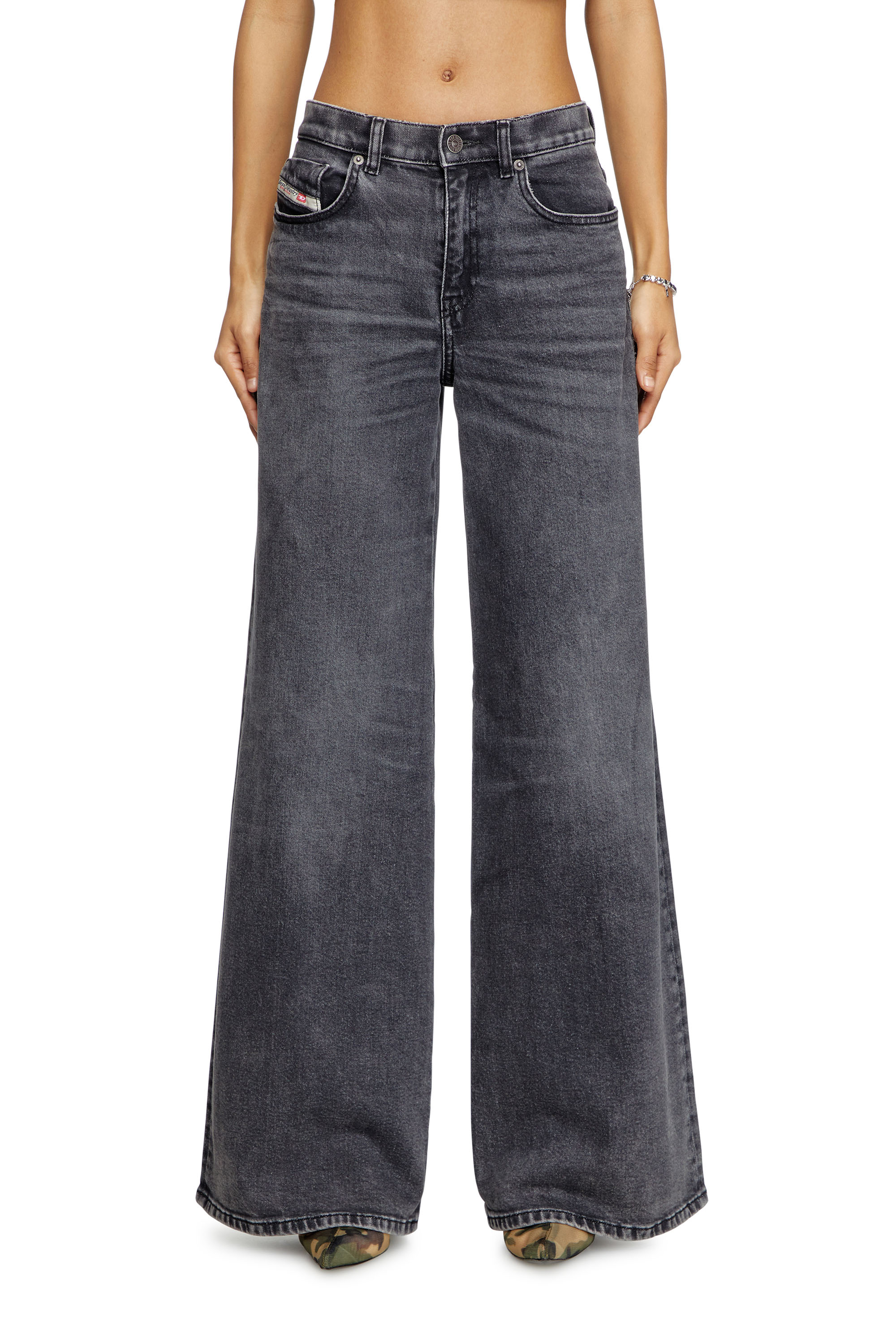 Diesel - Flare Jeans 1978 D-Akemi 0CLBG Donna, Nero/Grigio scuro - Image 3