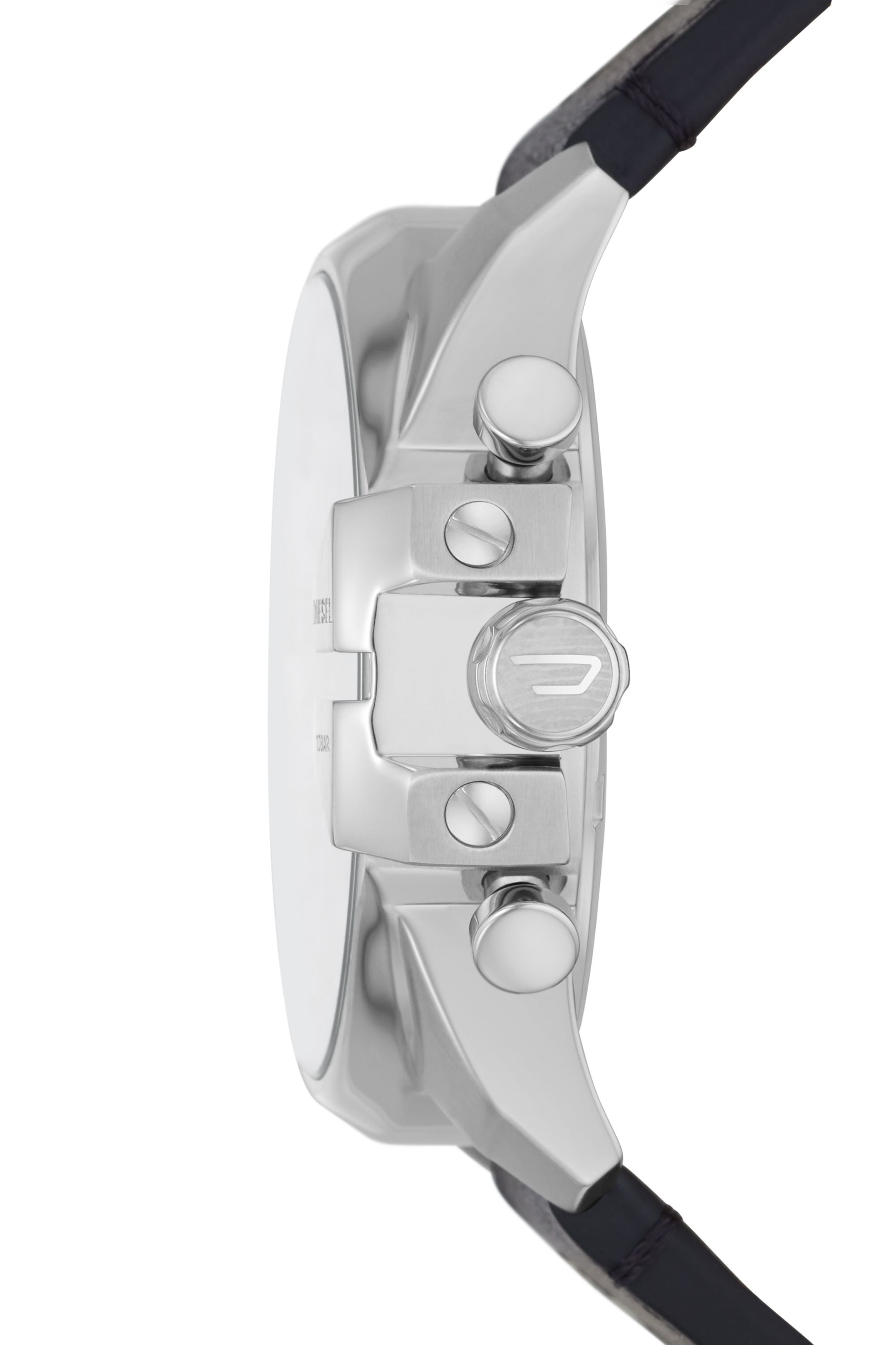 Diesel - DZ4592, Man's Baby chief chronograph black denim and leather watch in Black/Grey - 3