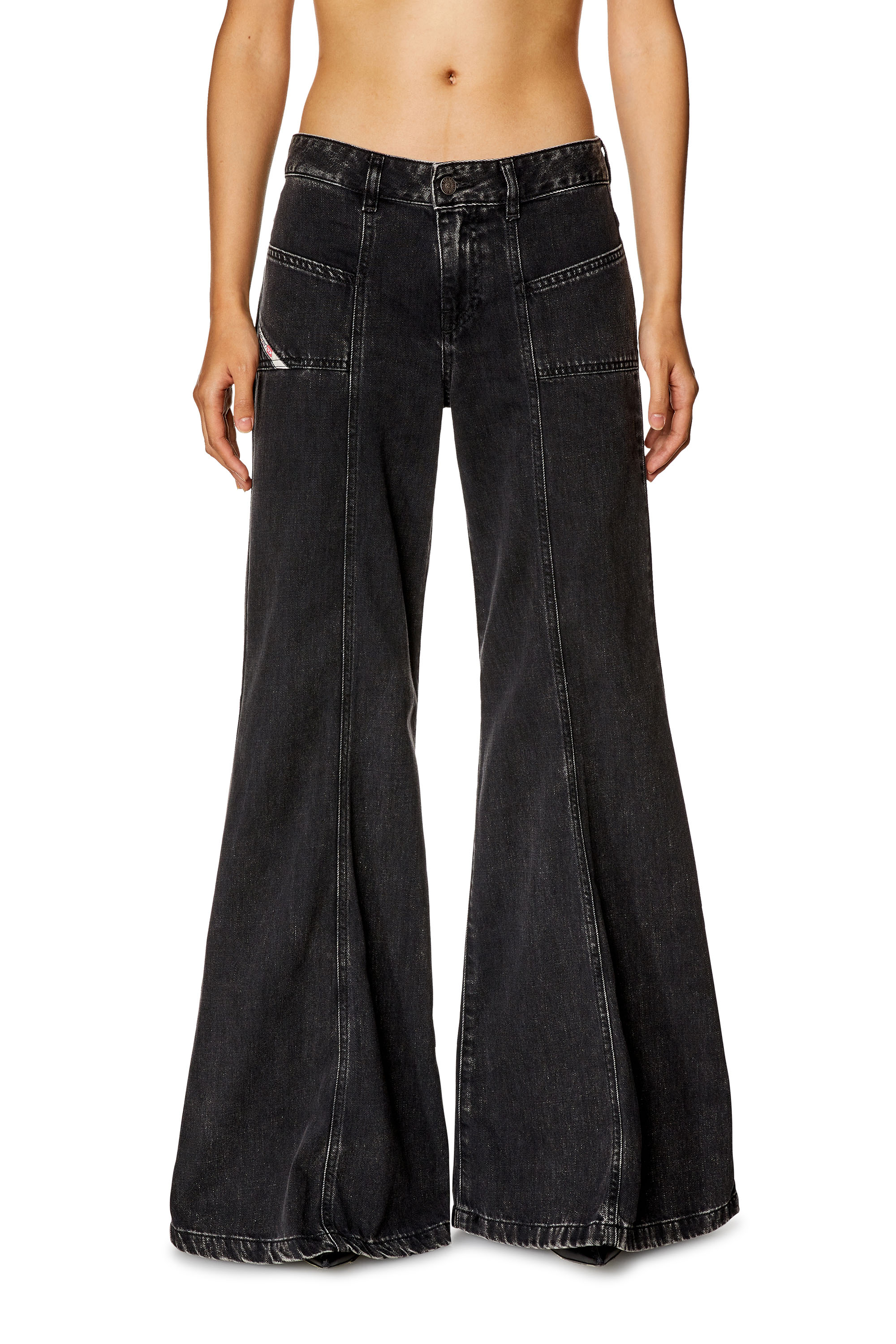 Diesel - Bootcut and Flare Jeans D-Akii 068HN, Nero/Grigio scuro - Image 1