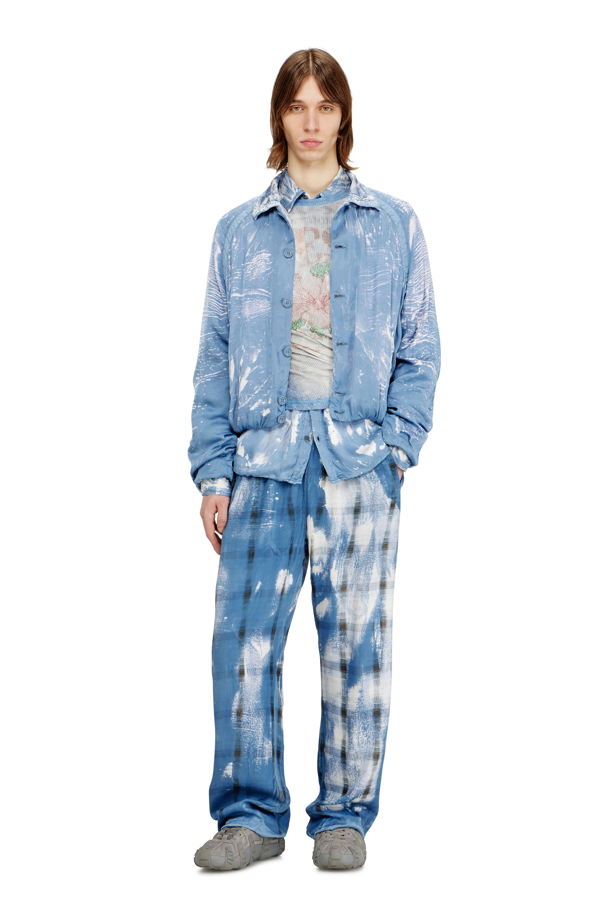 Diesel - P-OLLY, Pantaloni tuta a scacchi effetto X-Ray Uomo in Blu - 1