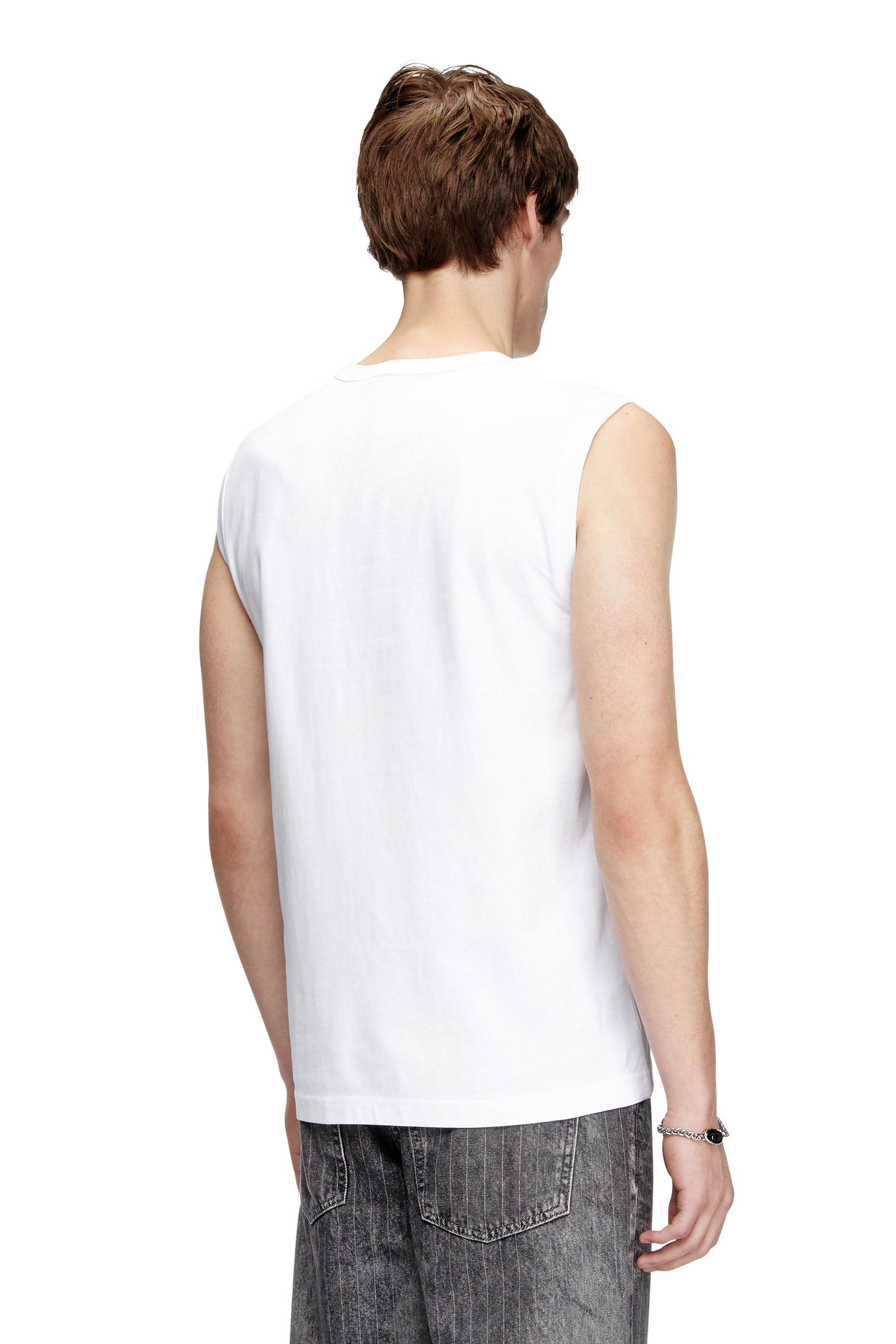 Diesel - T-BISCO-OD, Canotta con logo Oval D metallizzato Uomo in Bianco - 4