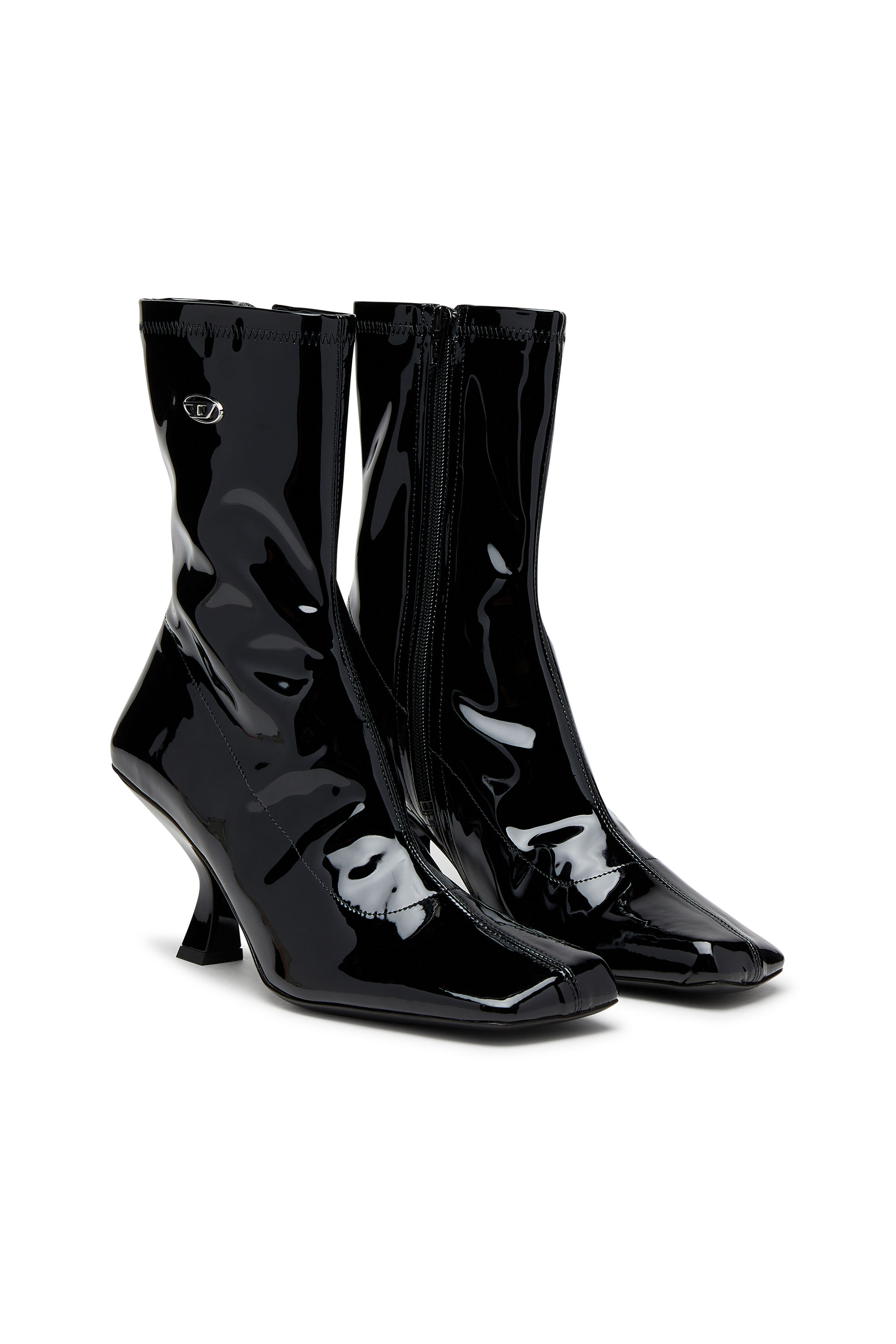 Diesel - D-AMBER MD BT, D-Amber-Ankle boots in PU stretch glossy Donna in Nero - 2