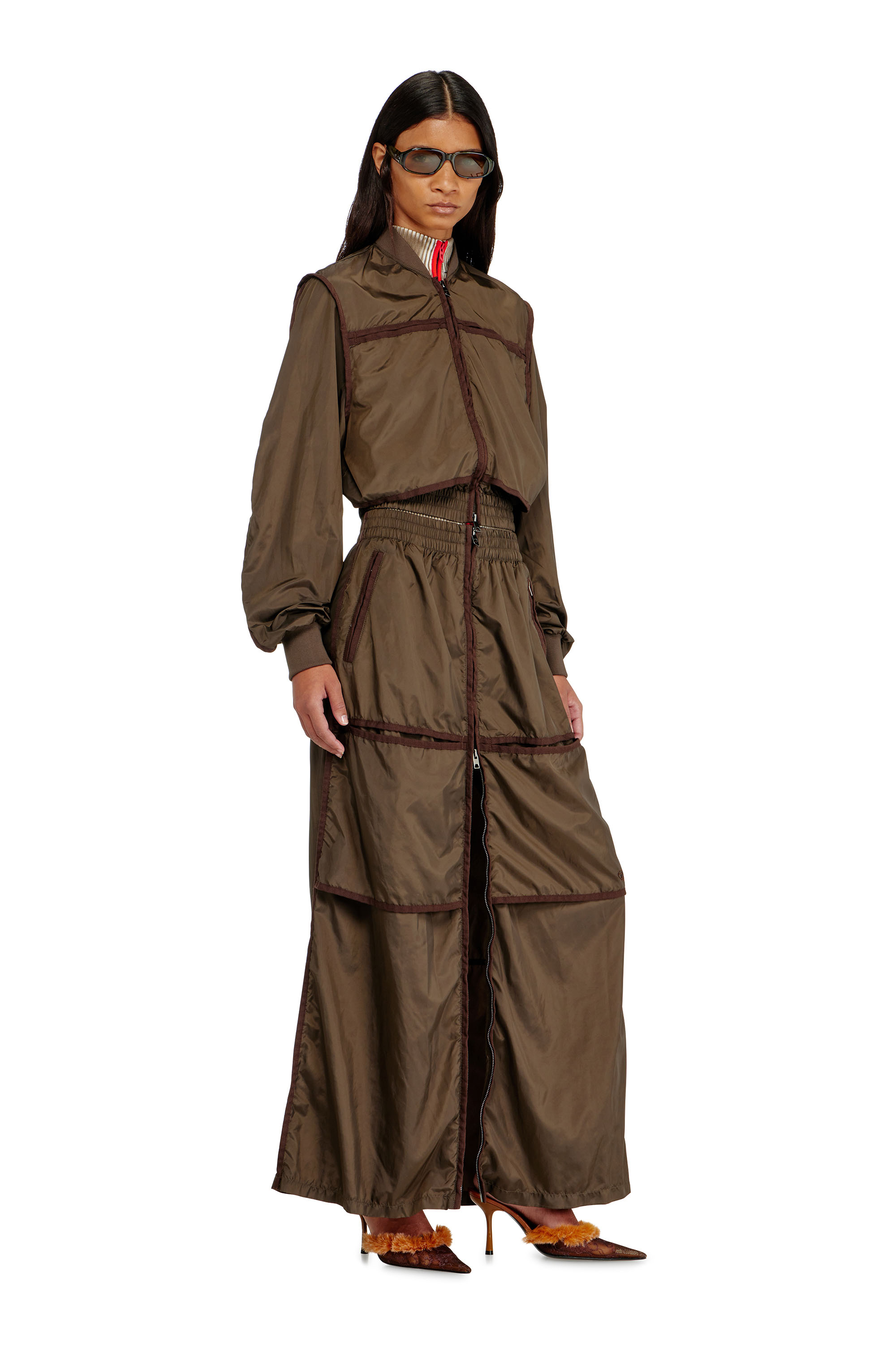 Diesel - G-OTHAM, Giacca in nylon con nastrature tono su tono Donna in ToBeDefined - 1